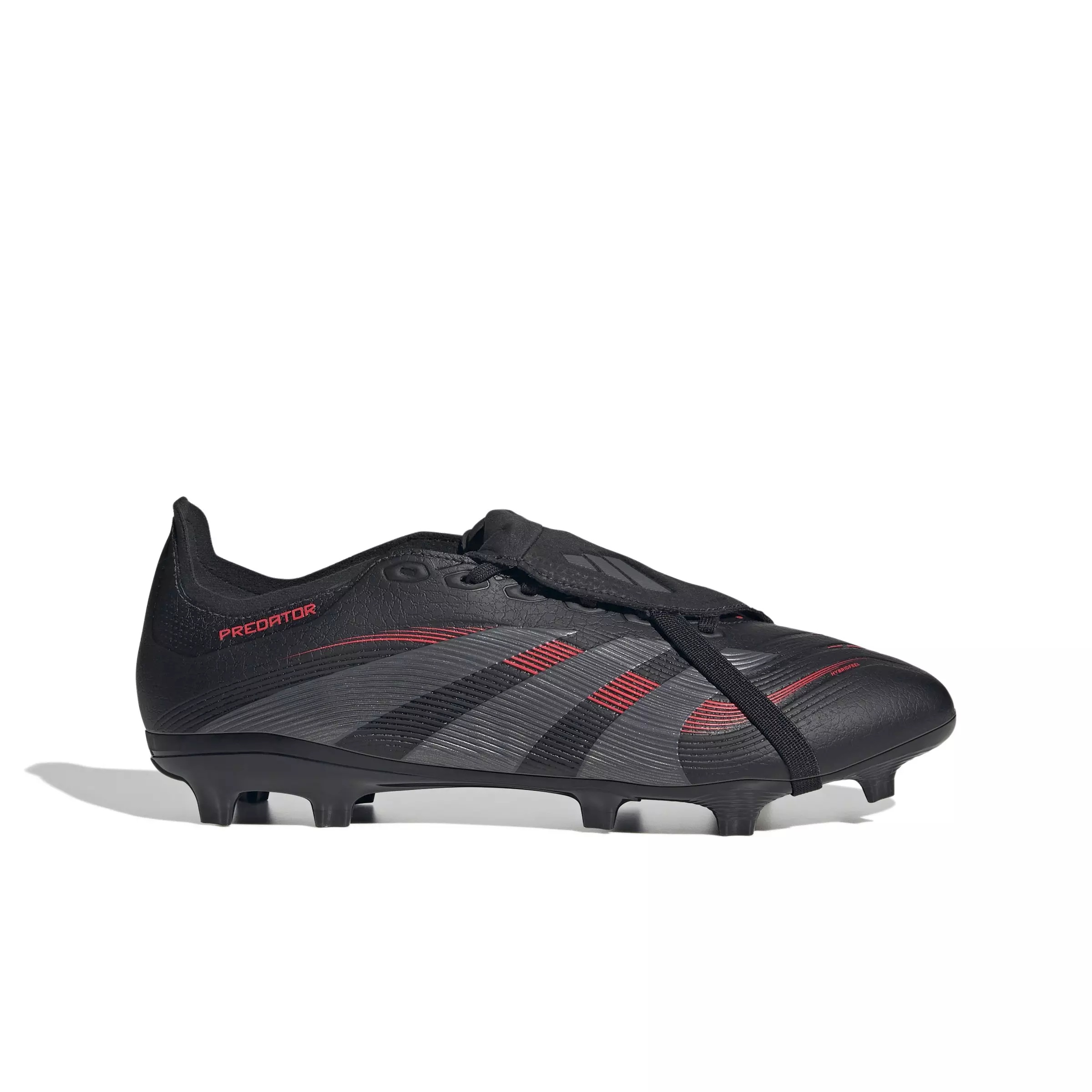 adidas Predator League Fold-Over Tongue MG "Core Black/Grey Four/Lucid Red" Unisex Soccer Cleat - BLACK/GREY/RED