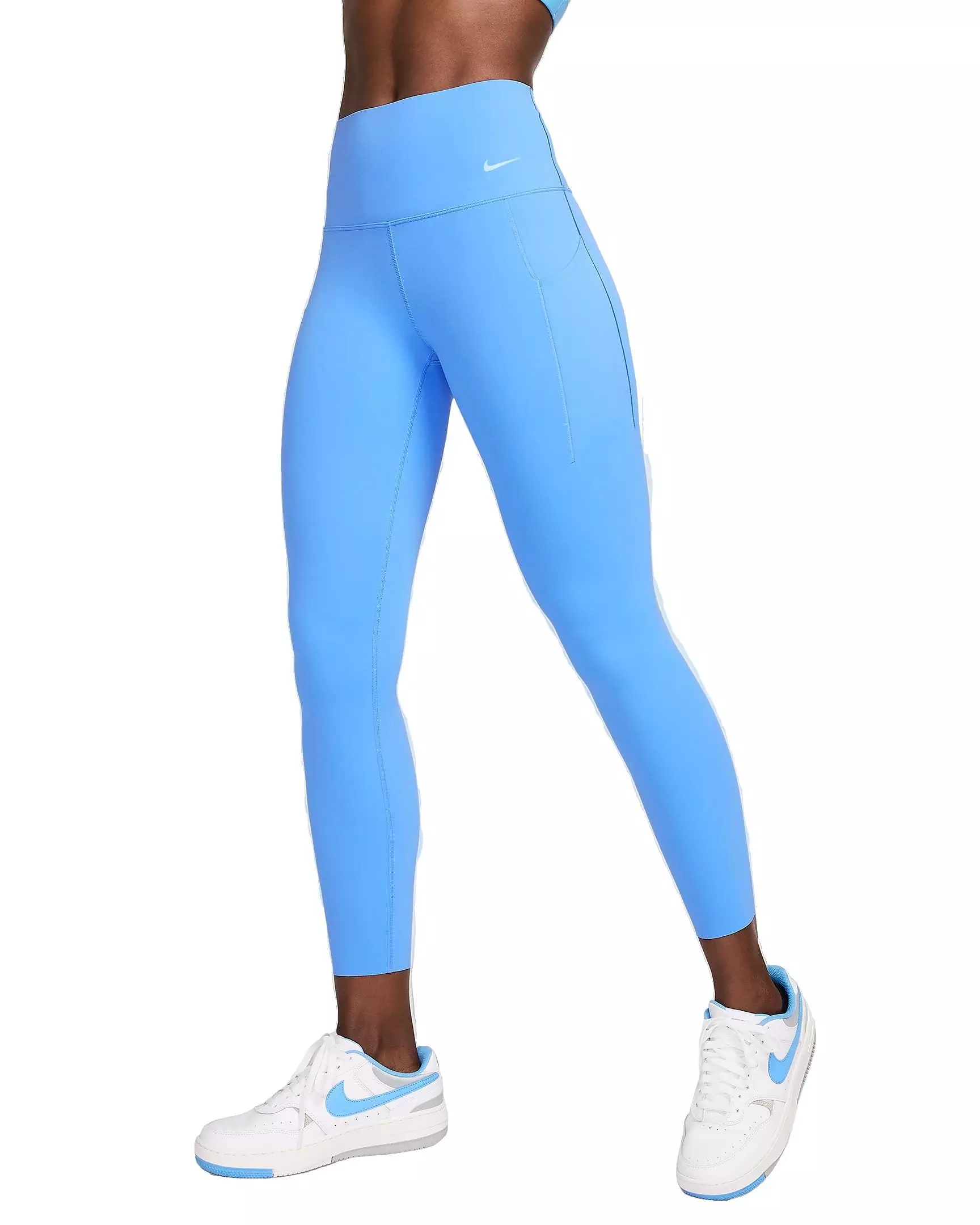 Nike Women's Universa Medium-Support High-Waisted 7/8 Leggings w/Pockets - BLUE
