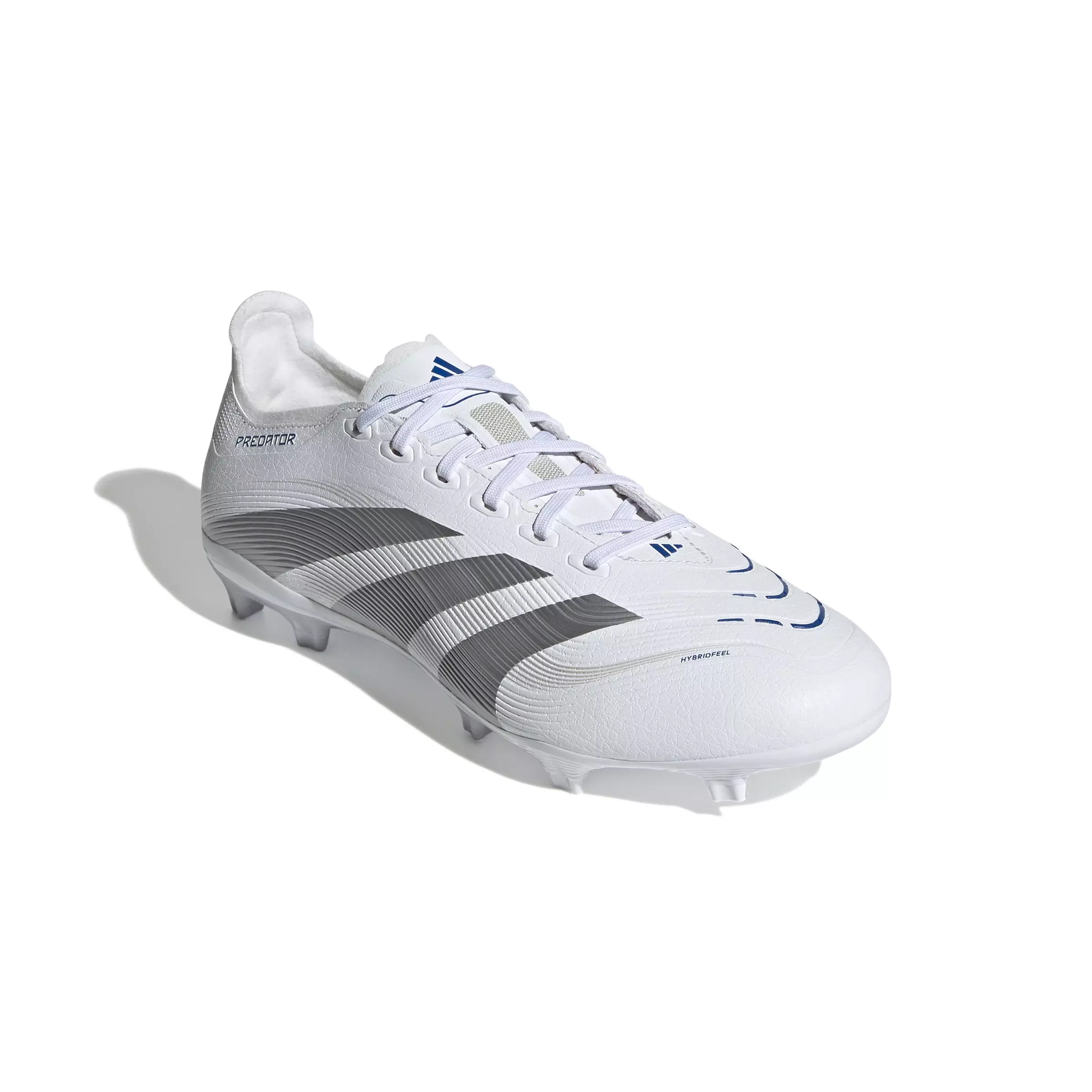 adidas Predator League MG "Ftwr White/Silver Metallic/Bright Royal" Unisex Soccer Cleat - WHITE/SILVER/ROYAL