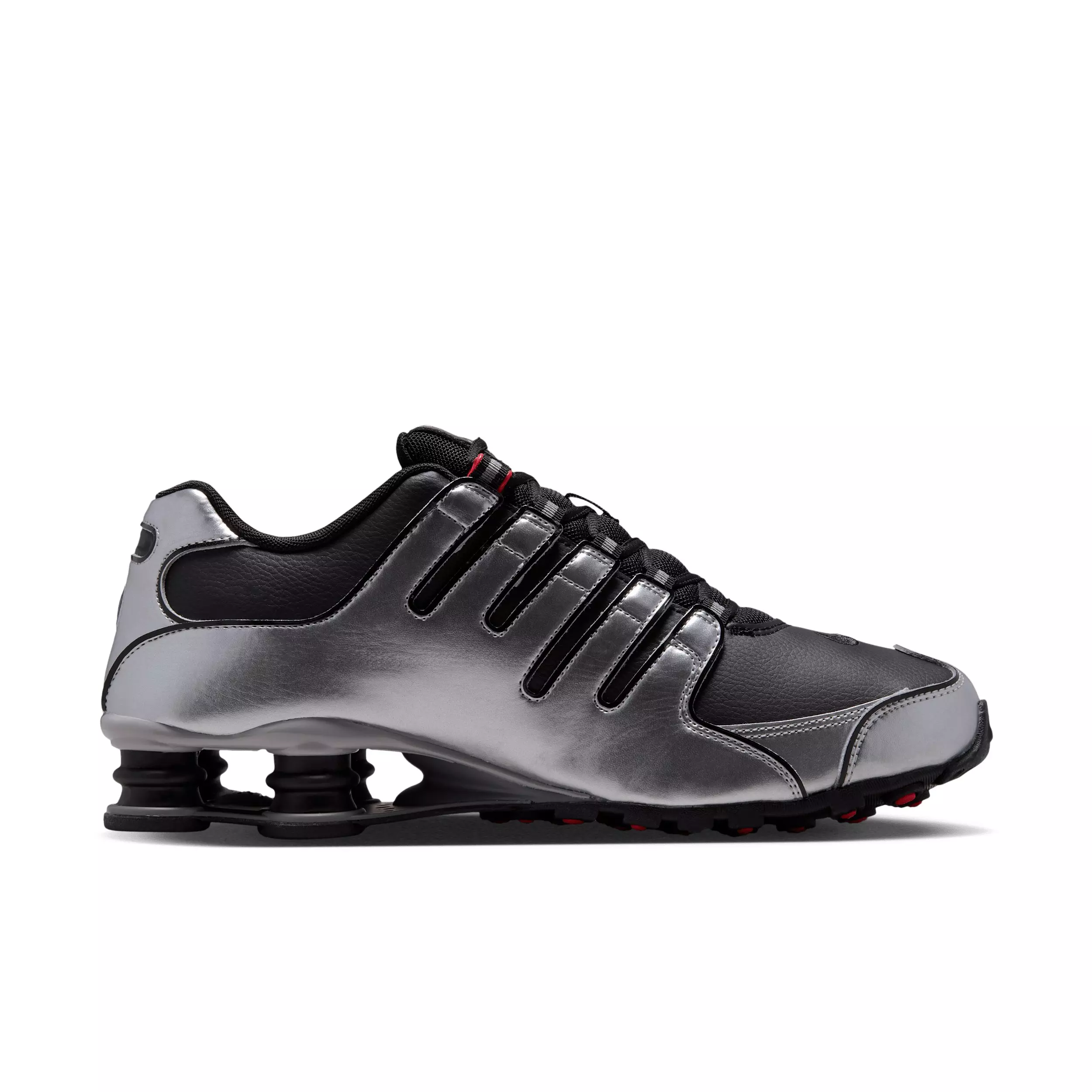Nike Shox NZ "Black/Metallic Silver/University Red/Black" Men's Shoe - BLACK/SILVER/RED/BLACK