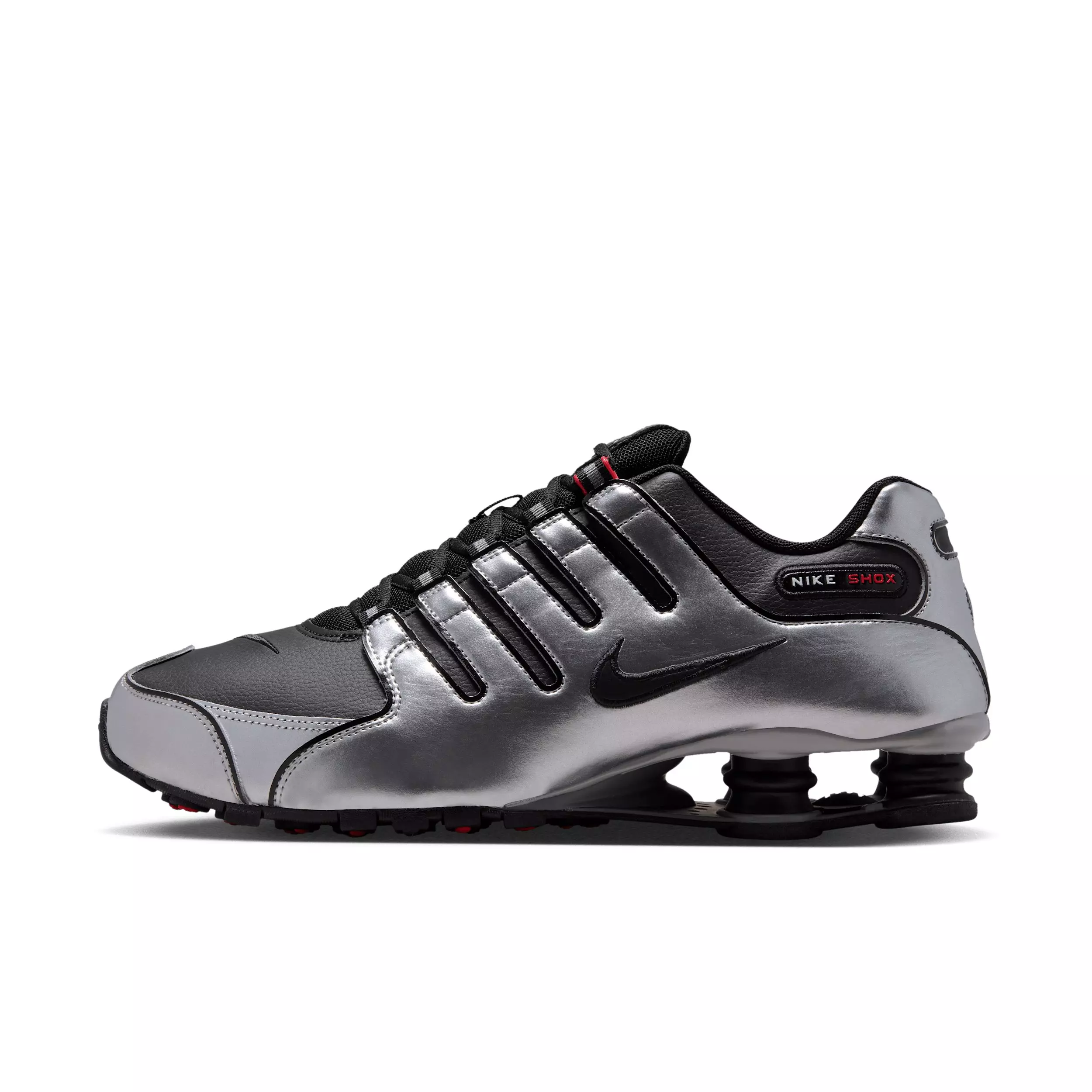 Nike Shox NZ "Black/Metallic Silver/University Red/Black" Men's Shoe - BLACK/SILVER/RED/BLACK
