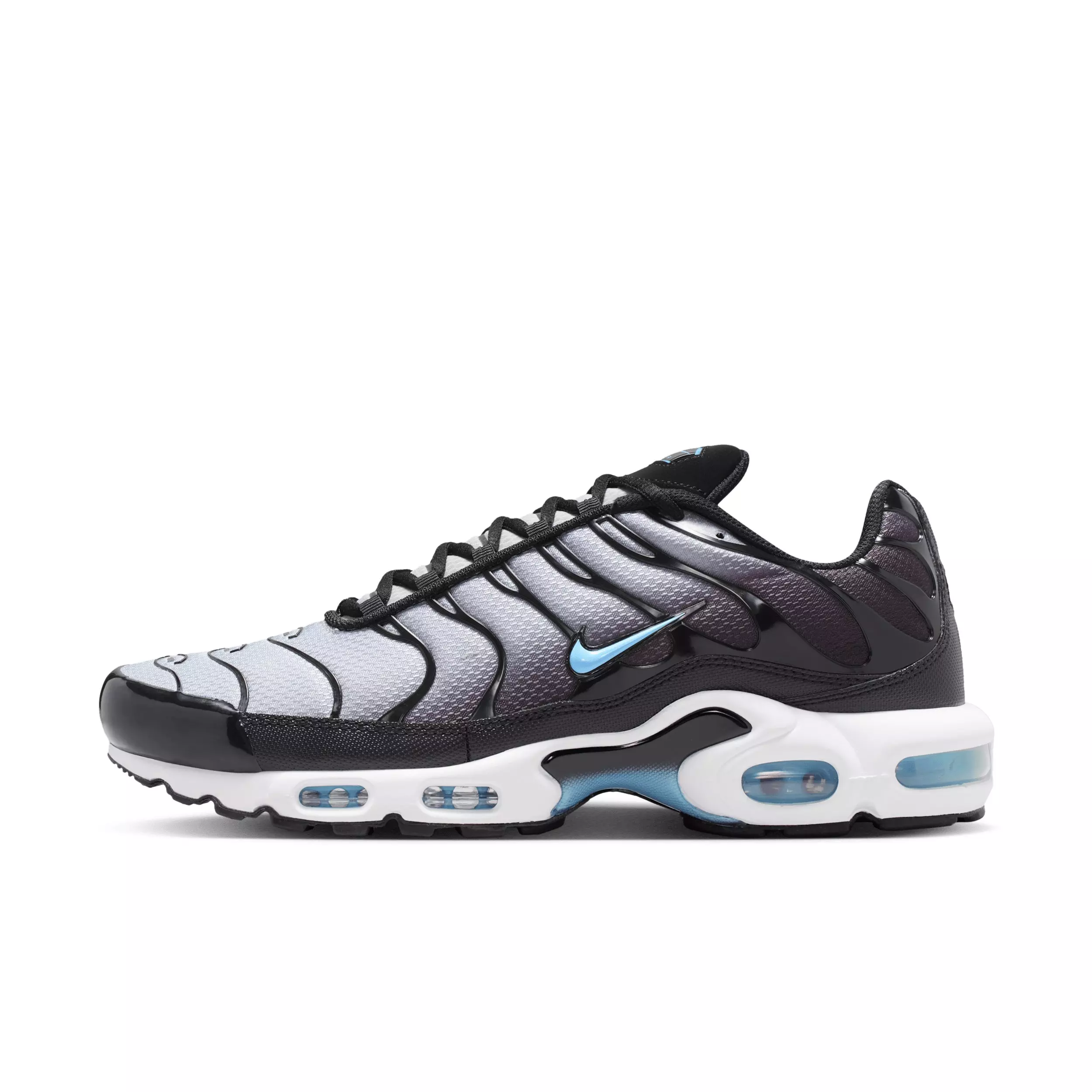 Nike Air Max Plus "Black/Light Smoke Grey/White/Football Blue" Men's Shoe - BLACK/LT GREY/WHITE/BLUE