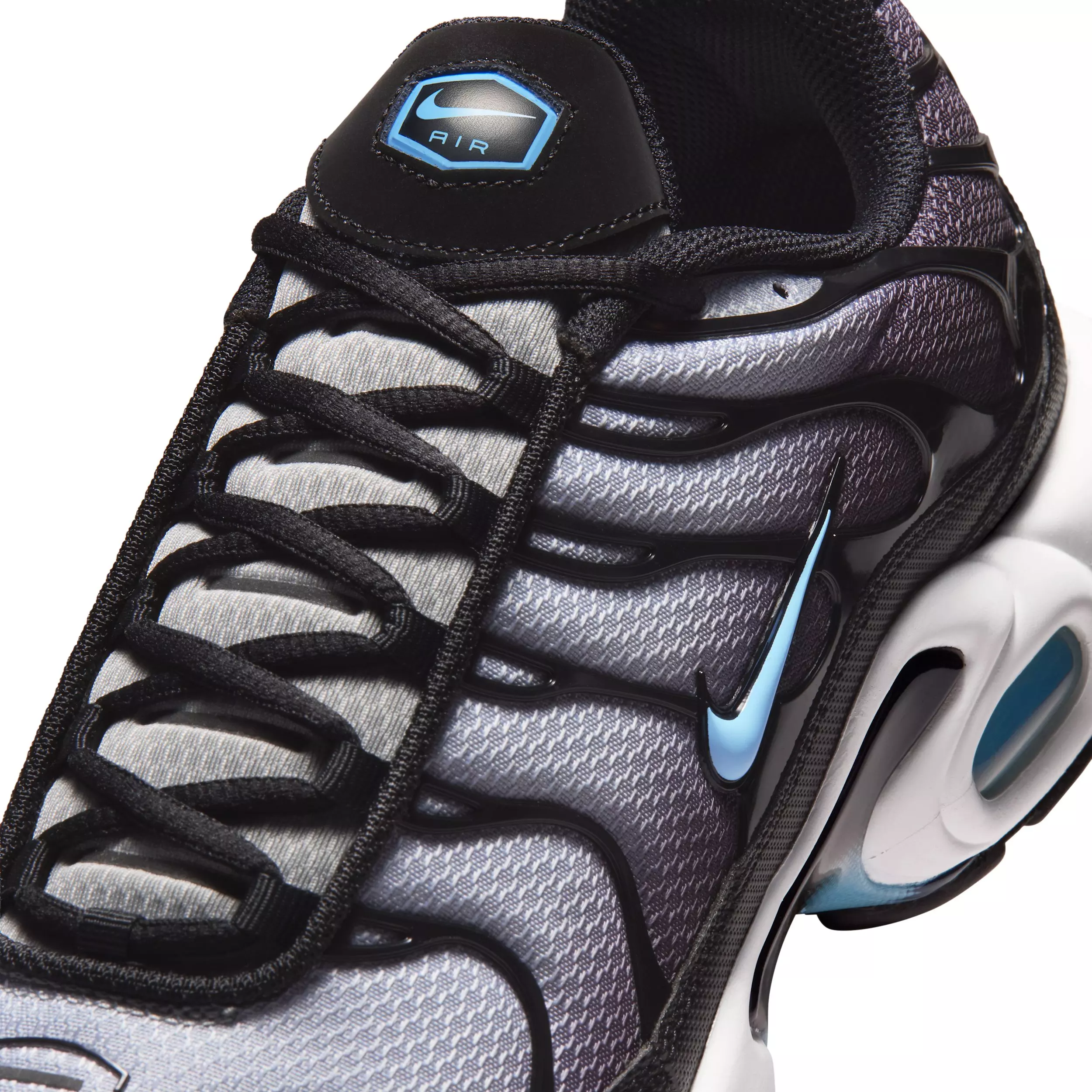 Nike Air Max Plus "Black/Light Smoke Grey/White/Football Blue" Men's Shoe - BLACK/LT GREY/WHITE/BLUE