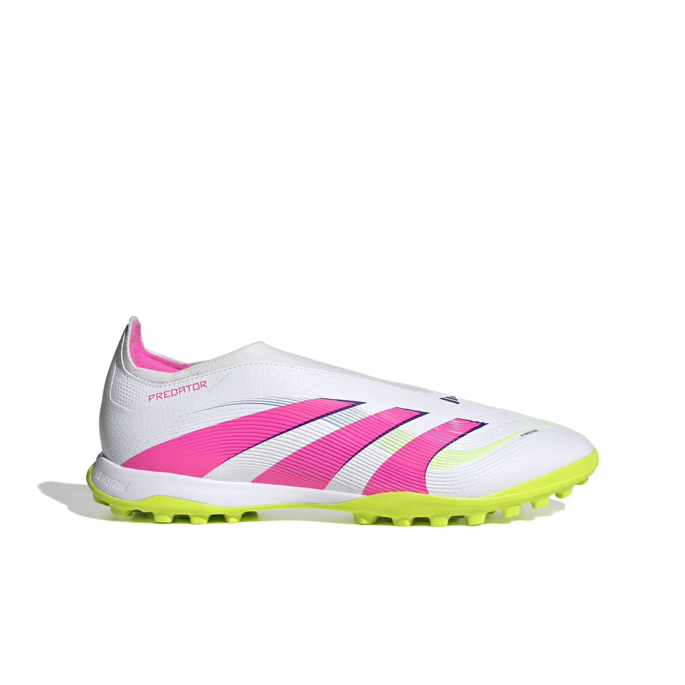 adidas Predator League Laceless Turf "Ftwr White/Lucid Pink/Lucid Lemon" Unisex Soccer Shoe - WHITE/PINK/LEMON