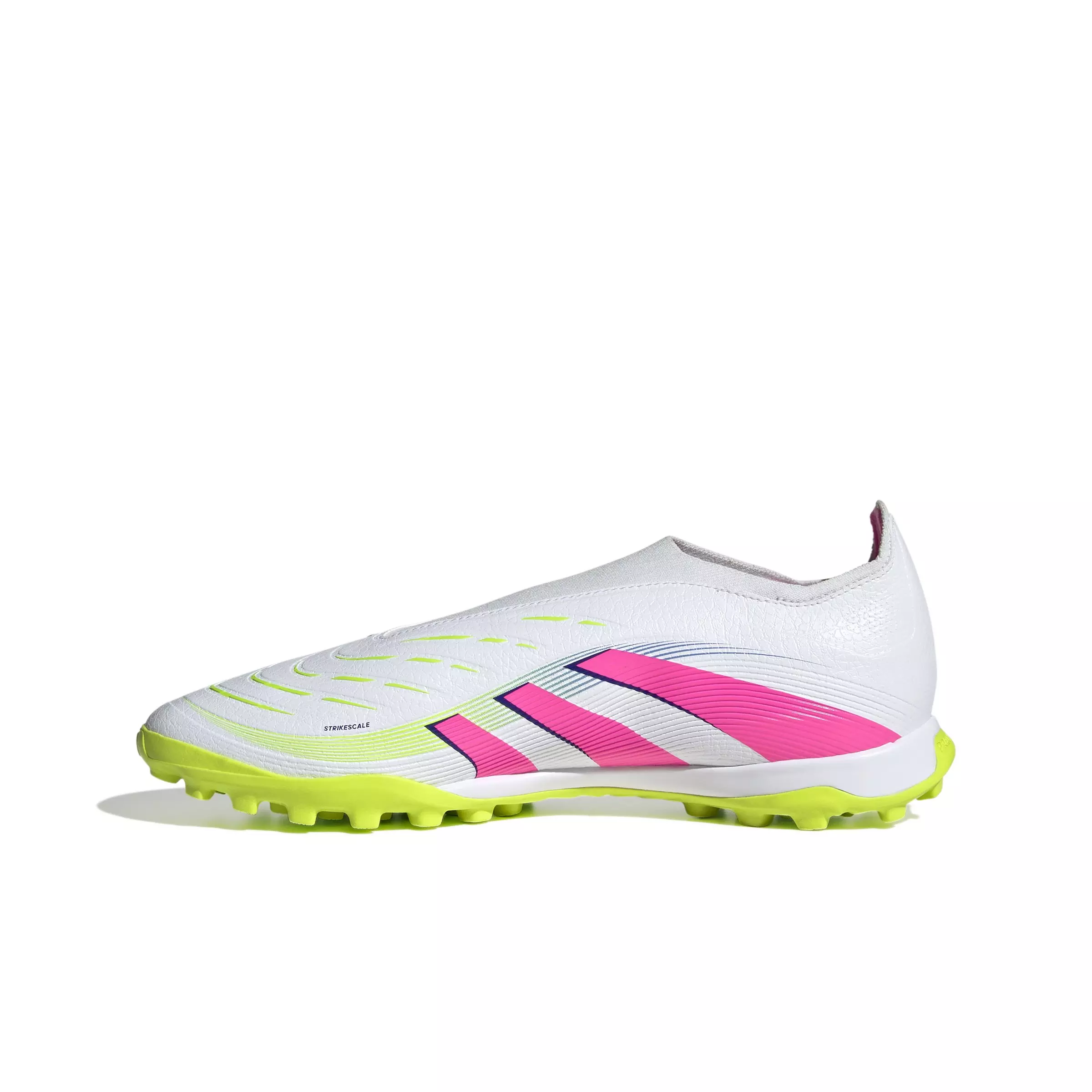 adidas Predator League Laceless Turf "Ftwr White/Lucid Pink/Lucid Lemon" Unisex Soccer Shoe - WHITE/PINK/LEMON