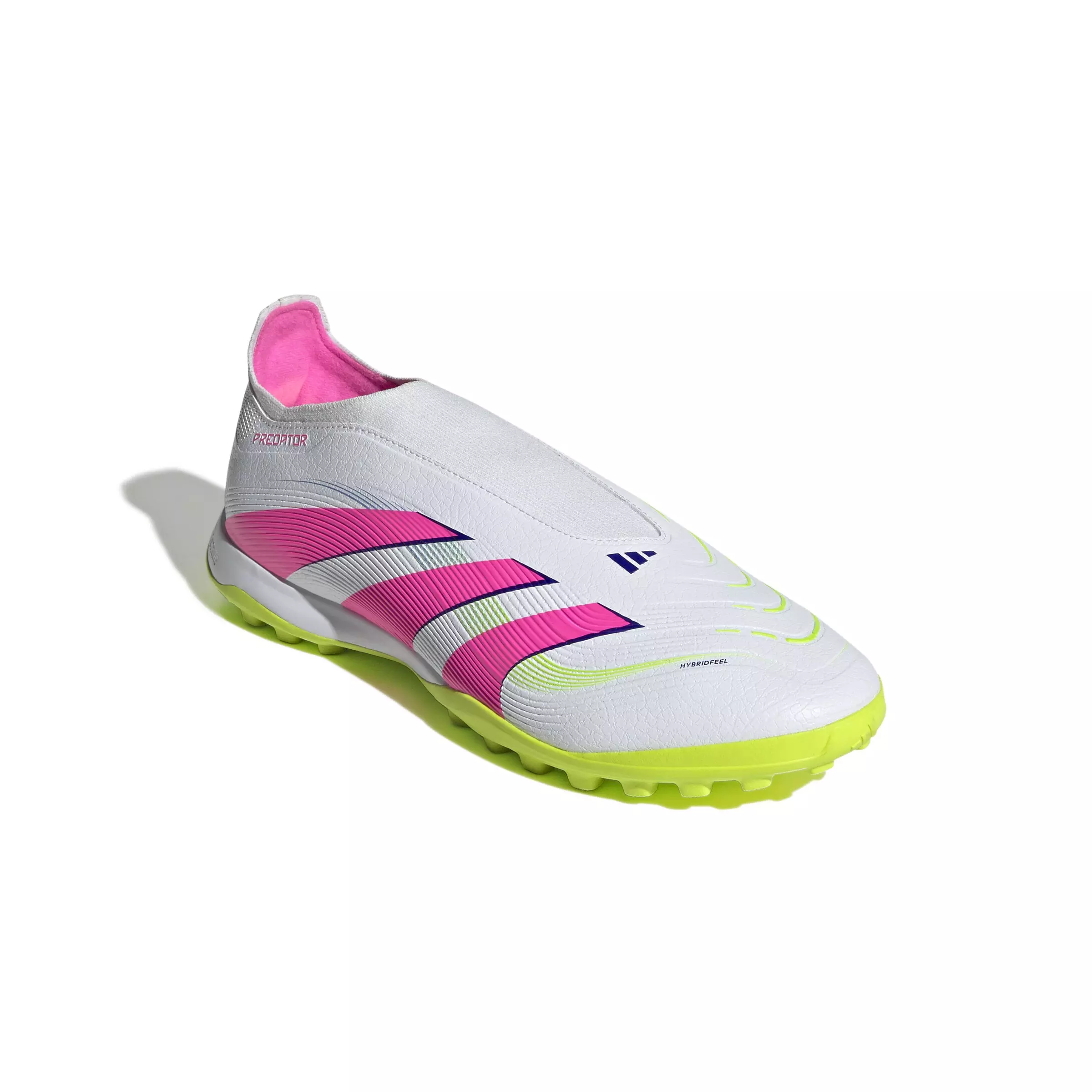 adidas Predator League Laceless Turf "Ftwr White/Lucid Pink/Lucid Lemon" Unisex Soccer Shoe - WHITE/PINK/LEMON