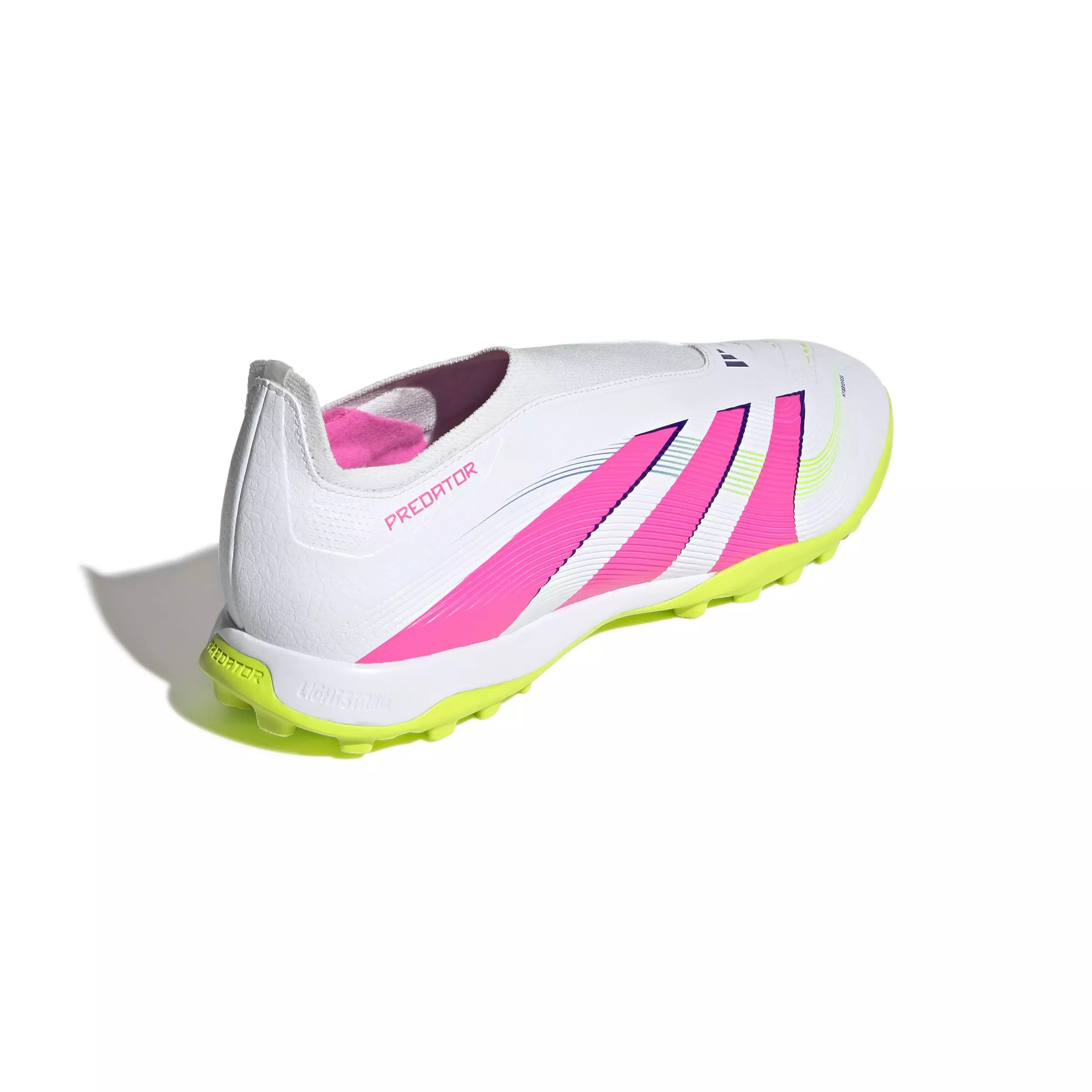 adidas Predator League Laceless Turf "Ftwr White/Lucid Pink/Lucid Lemon" Unisex Soccer Shoe - WHITE/PINK/LEMON