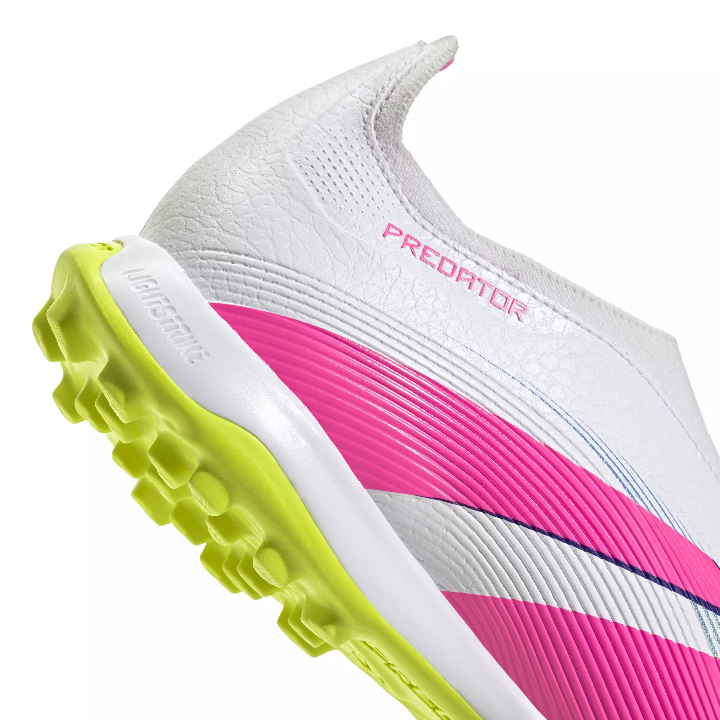 adidas Predator League Laceless Turf "Ftwr White/Lucid Pink/Lucid Lemon" Unisex Soccer Shoe - WHITE/PINK/LEMON