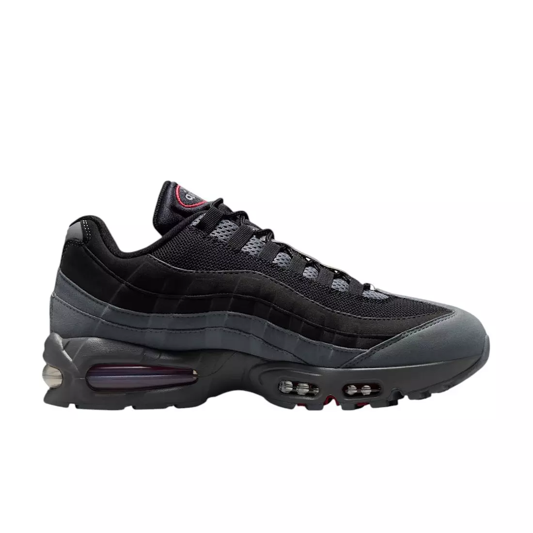 Nike Air Max 95 Big Bubble "Black/Smoke Grey/Dark Smoke Grey/Tough Red" Men's Shoe - BLACK/GREY/DK GREY/RED