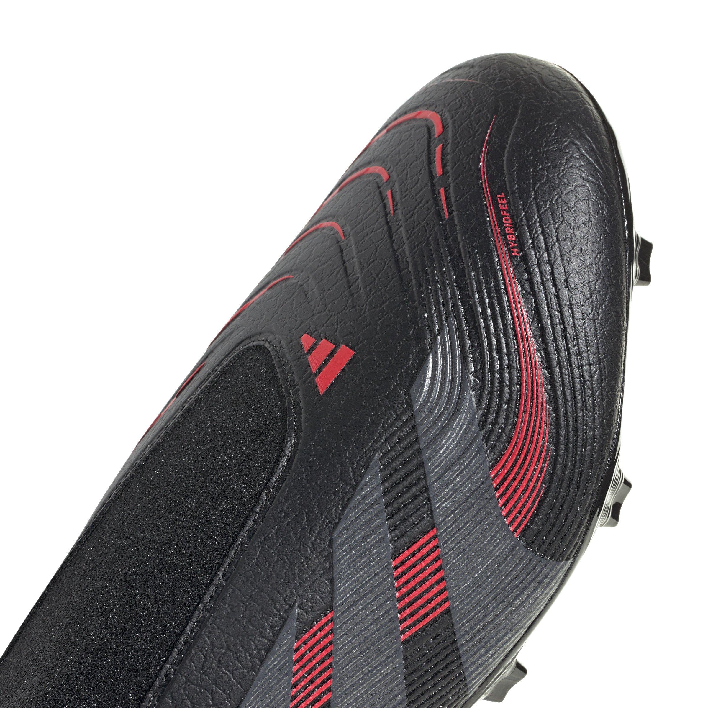 adidas Predator League Laceless MG "Core Black/Grey Four/Lucid Red" Unisex Soccer Cleat - BLACK/GREY/RED Thumbnail View 8
