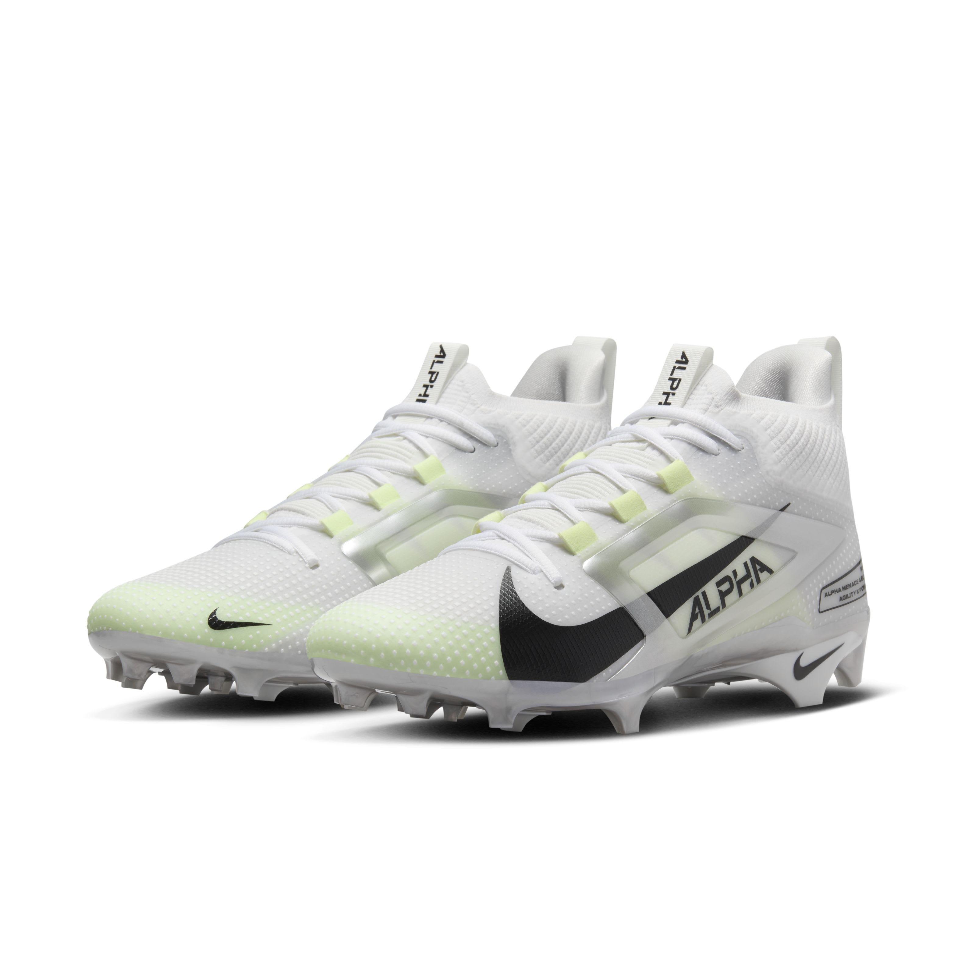 Nike Alpha Menace 4 Elite "White/Metallic Silver/Photon Dust/Black" Men's Football Cleat - WHITE/SILVER/DUST/BLACK Thumbnail View 3