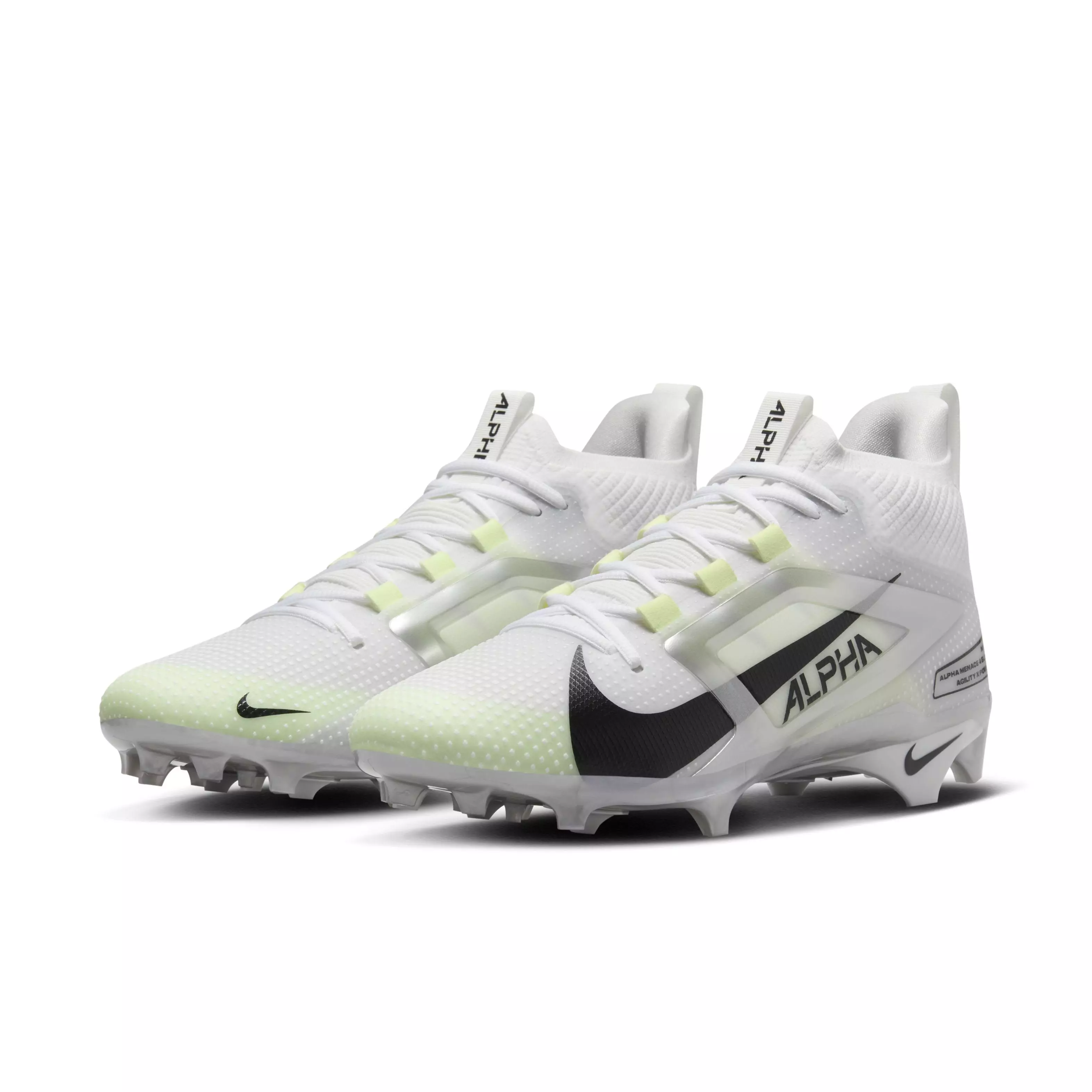 Nike Alpha Menace 4 Elite "White/Metallic Silver/Photon Dust/Black" Men's Football Cleat - WHITE/SILVER/DUST/BLACK