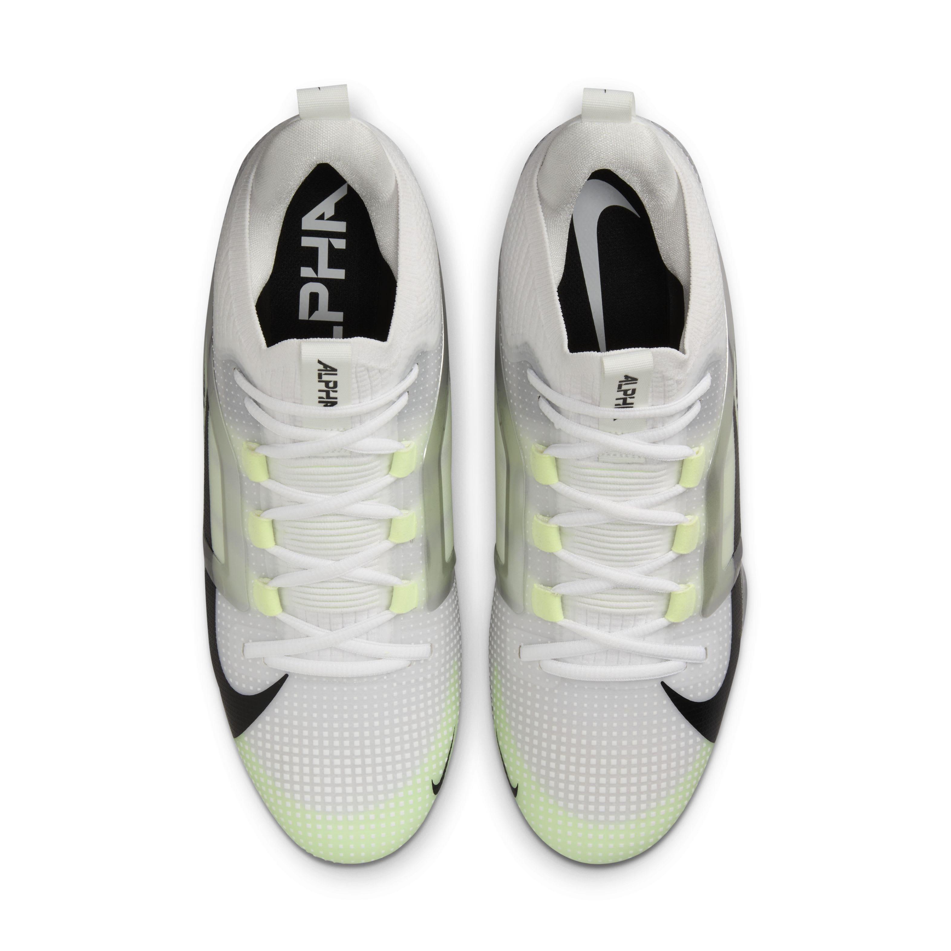 Nike Alpha Menace 4 Elite "White/Metallic Silver/Photon Dust/Black" Men's Football Cleat - WHITE/SILVER/DUST/BLACK Thumbnail View 4
