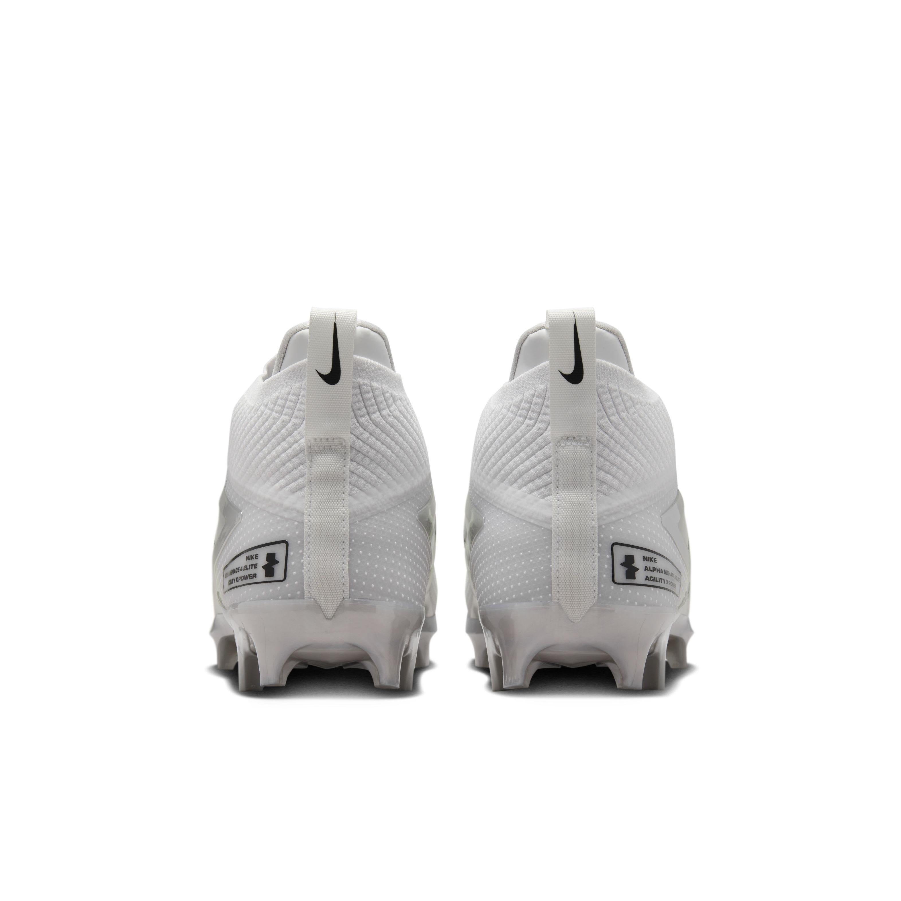 Nike Alpha Menace 4 Elite "White/Metallic Silver/Photon Dust/Black" Men's Football Cleat - WHITE/SILVER/DUST/BLACK Thumbnail View 5