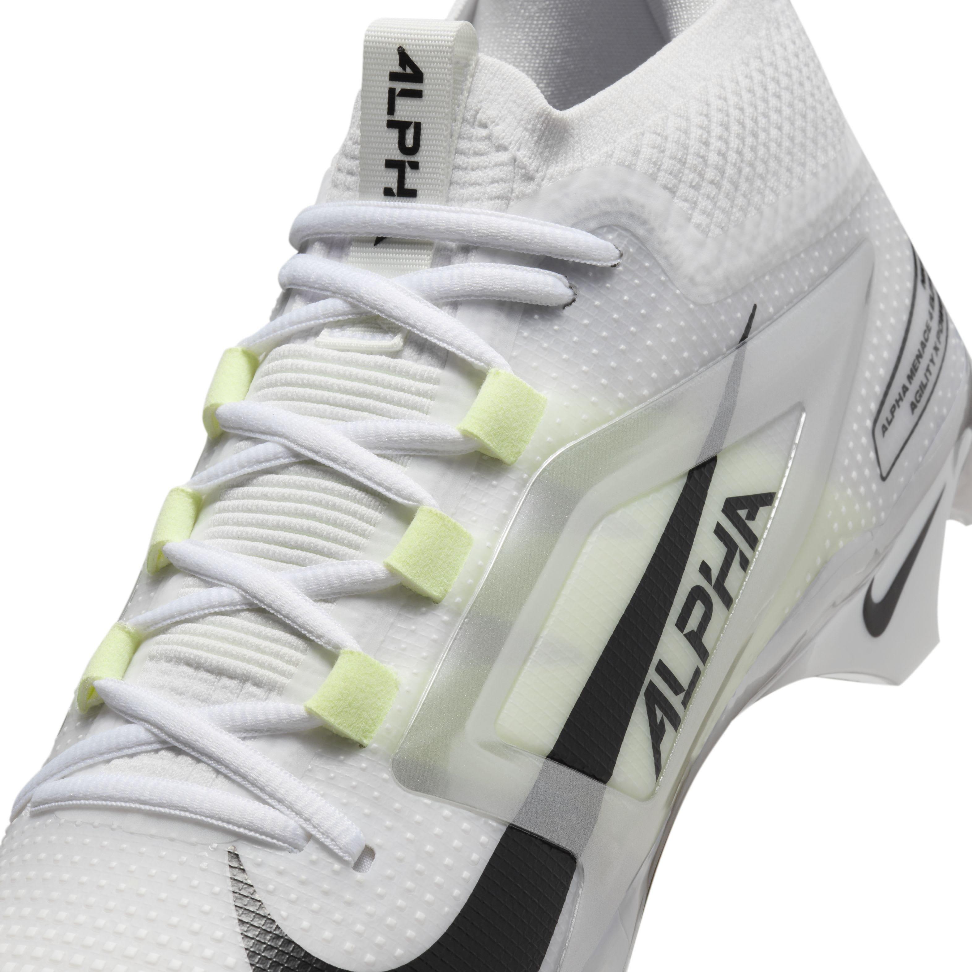 Nike Alpha Menace 4 Elite "White/Metallic Silver/Photon Dust/Black" Men's Football Cleat - WHITE/SILVER/DUST/BLACK Thumbnail View 8
