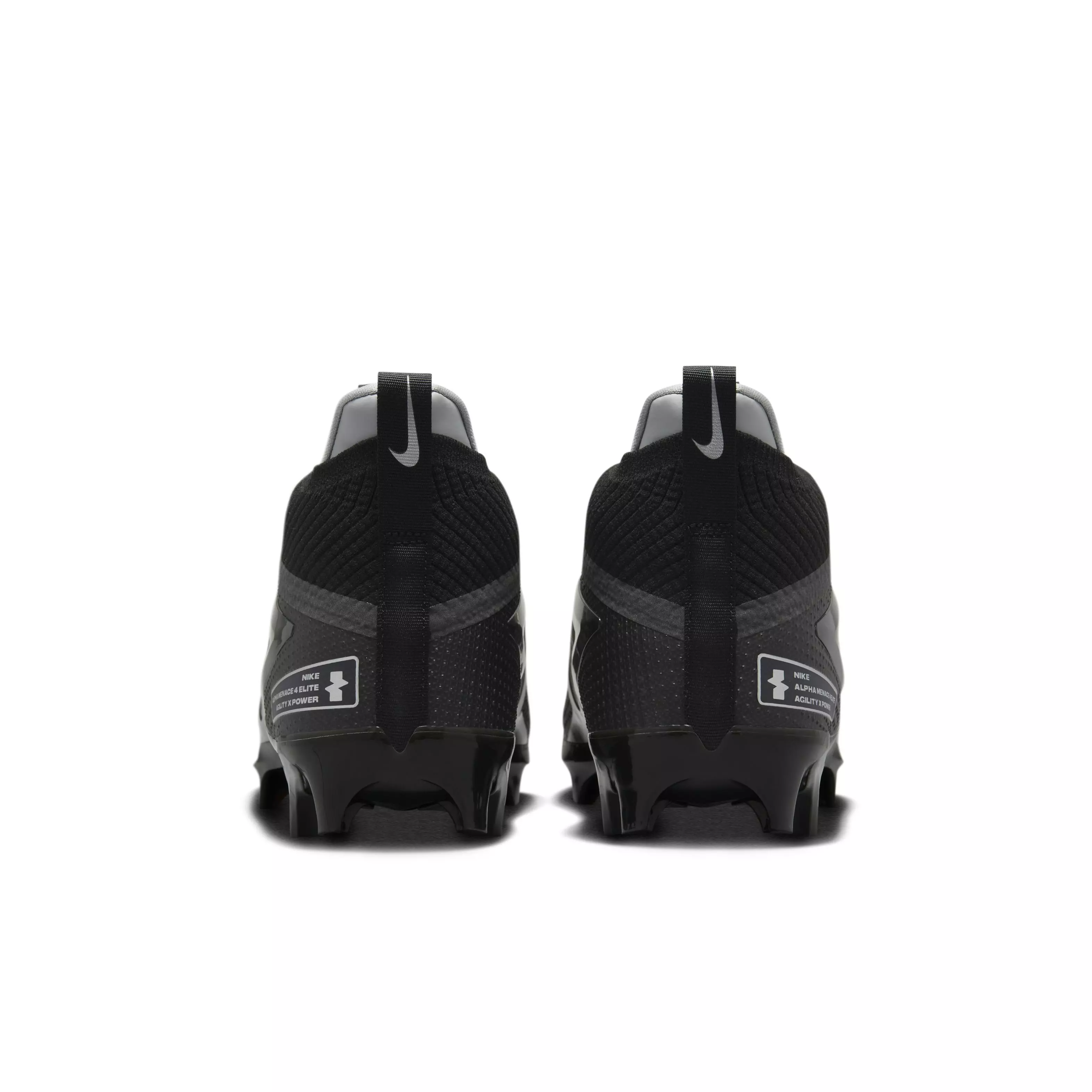 Nike Alpha Menace 4 Elite "Black/Light Smoke Grey/Metallic Silver/White" Men's Football Cleat - BLACK/LT GREY/SILVER/WHITE