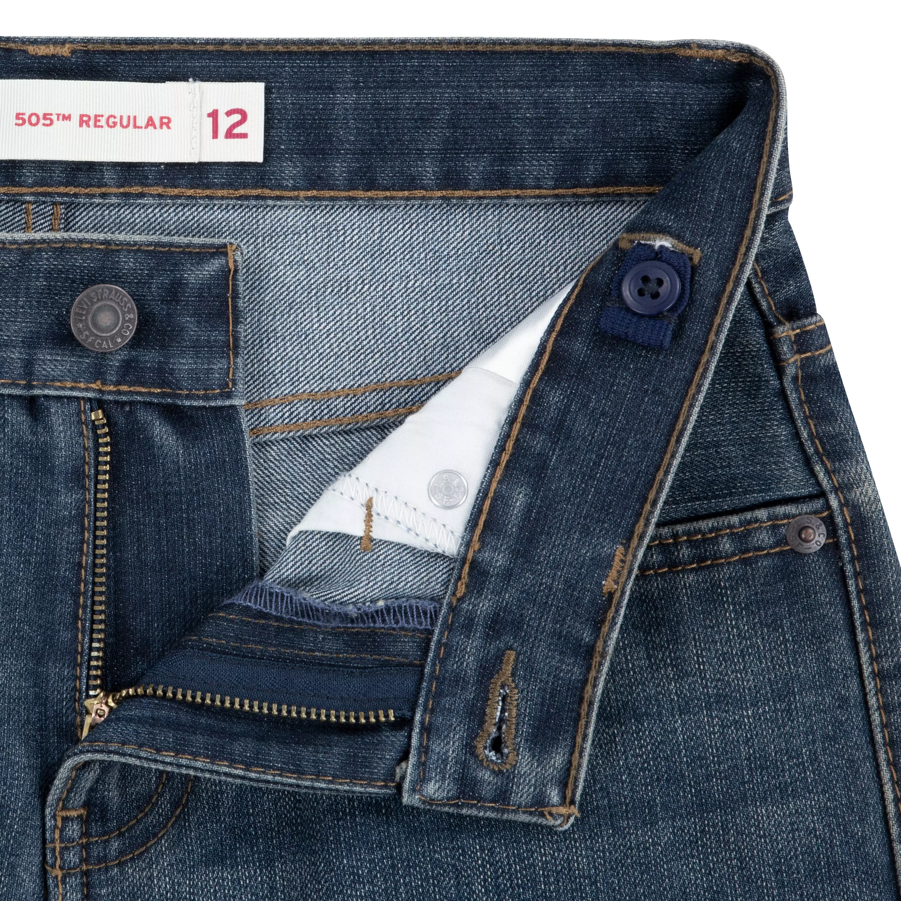 Levi's Big Boys' 505 Regular Fit Navy Wash Denim Jeans - NAVY