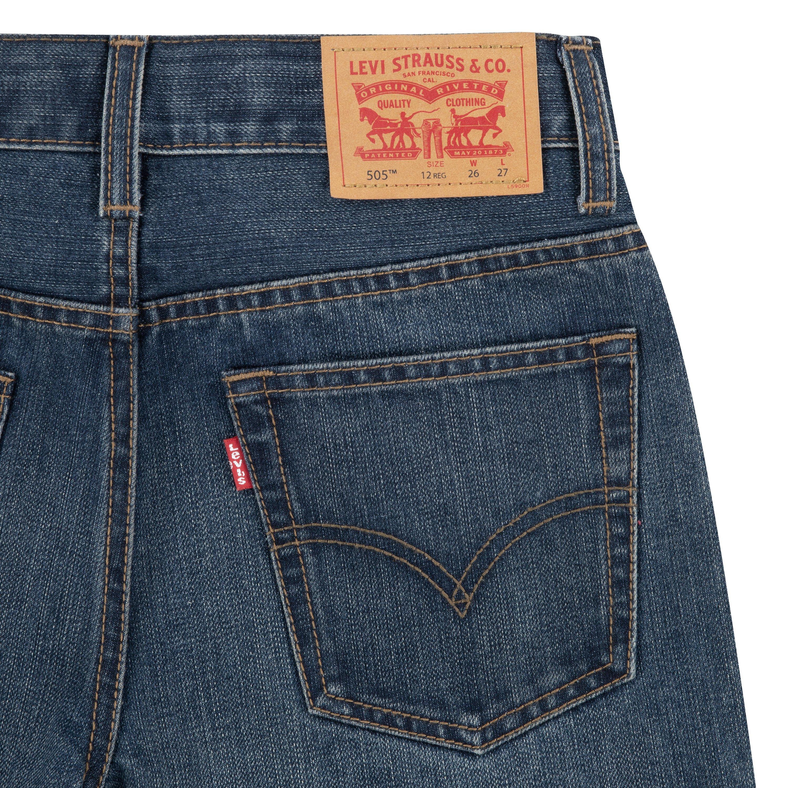 Levi's Big Boys' 505 Regular Fit Navy Wash Denim Jeans - NAVY Thumbnail View 5
