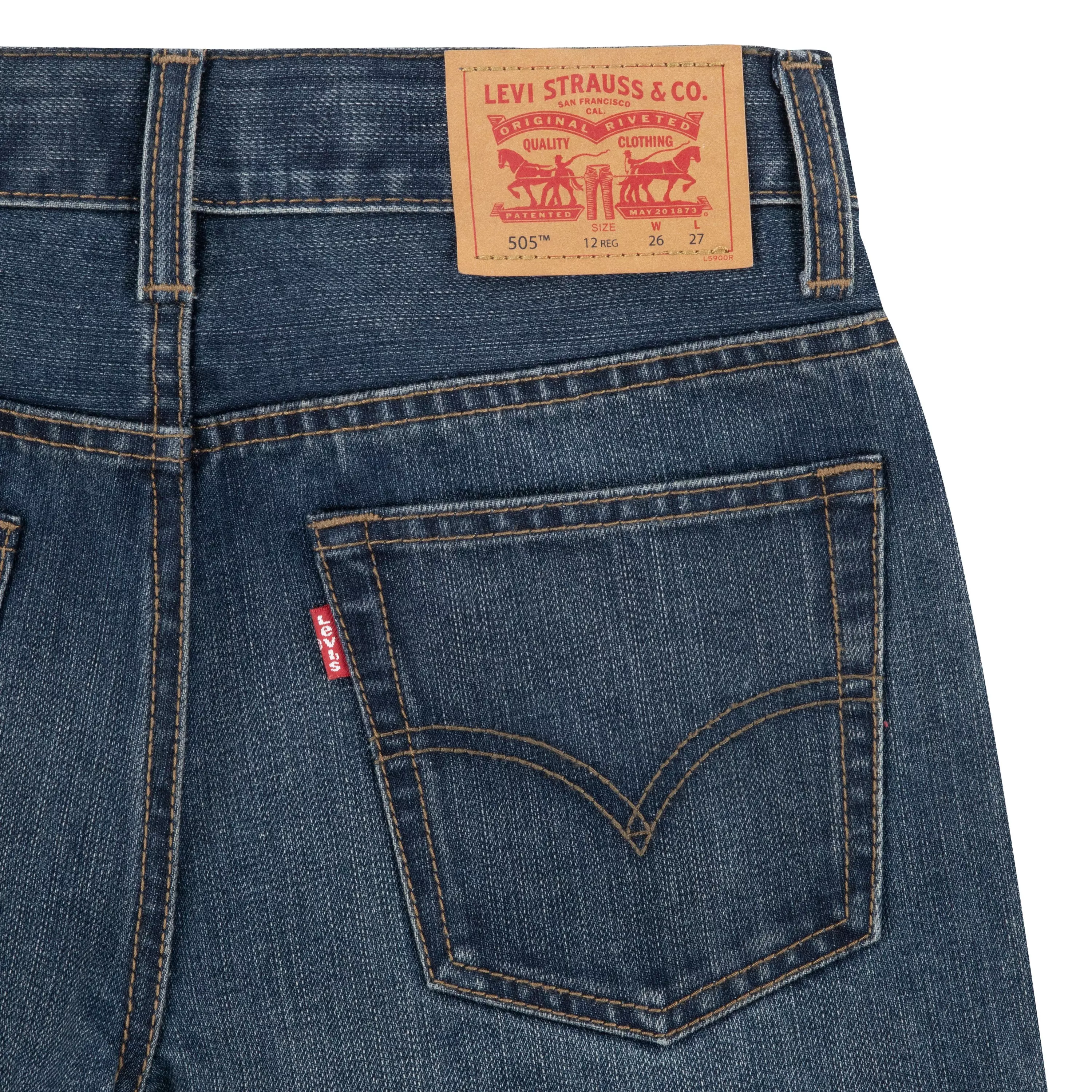 Levi's Big Boys' 505 Regular Fit Navy Wash Denim Jeans - NAVY