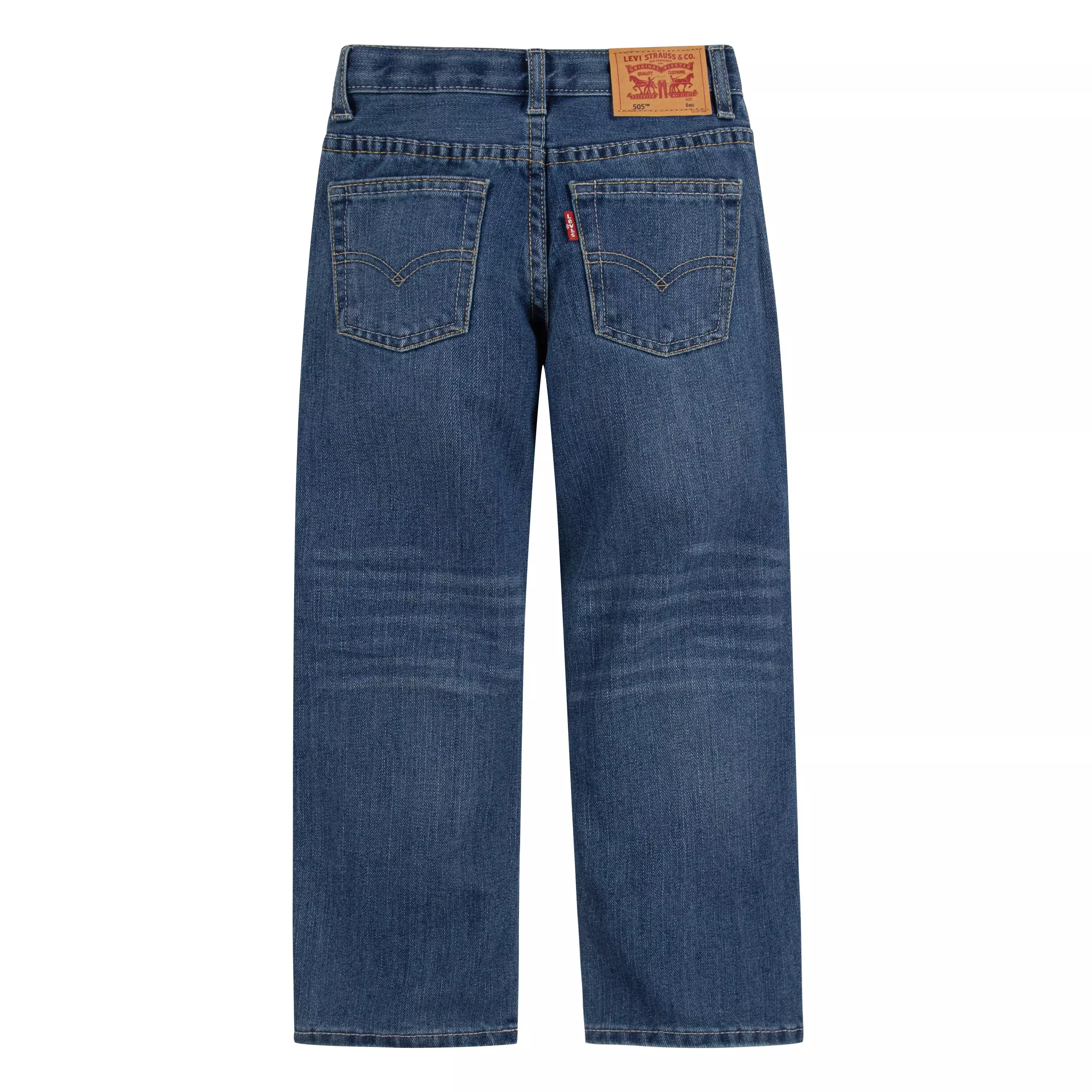 Levi's Little Boys' 505 Regular Fit Medium Blue Wash Denim Jeans - BLUE