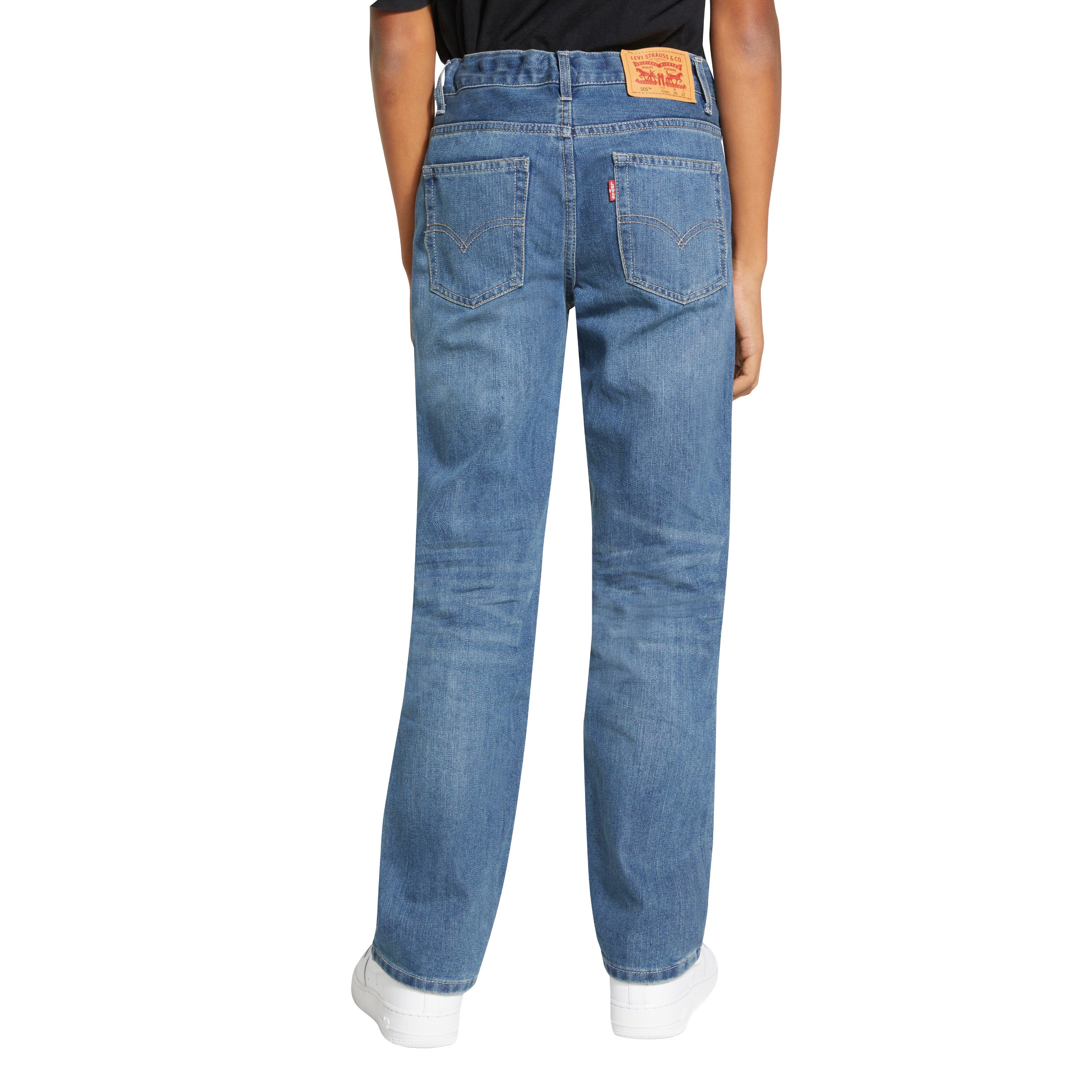 Levi's Big Boys' 505 Regular Fit Medium Blue Wash Denim Jeans - BLUE Thumbnail View 2