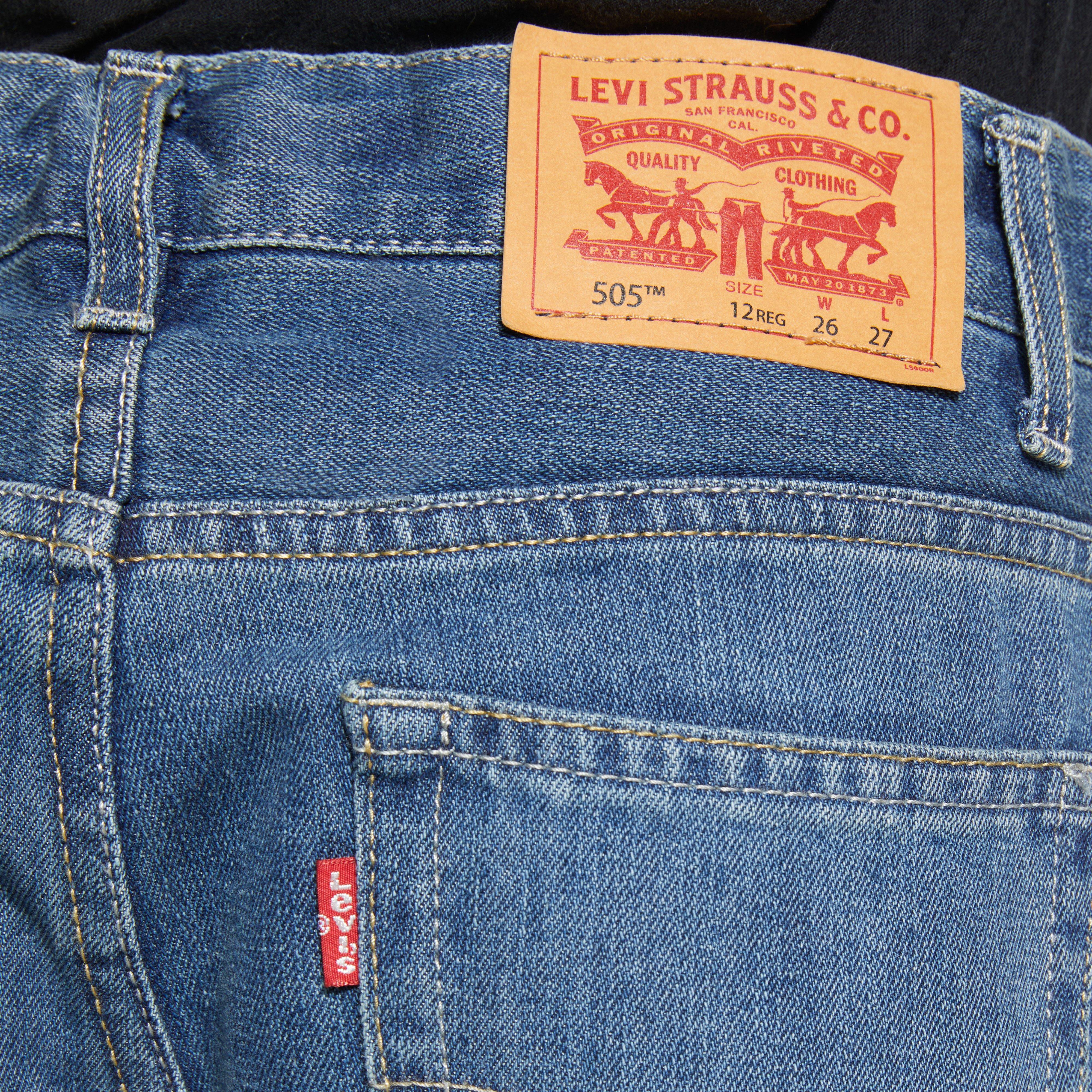 Levi's Big Boys' 505 Regular Fit Medium Blue Wash Denim Jeans - BLUE Thumbnail View 4