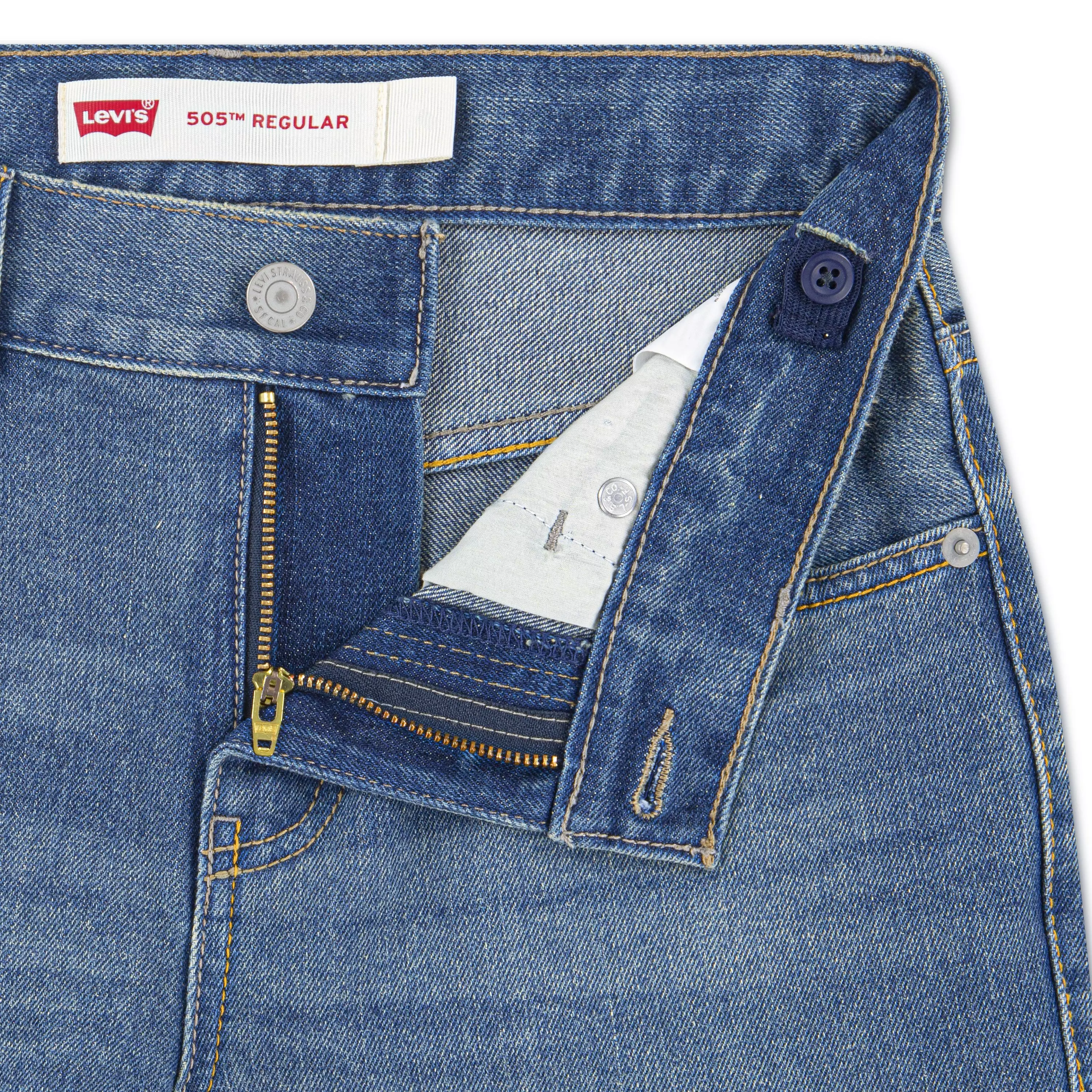 Levi's Big Boys' 505 Regular Fit Medium Blue Wash Denim Jeans - BLUE