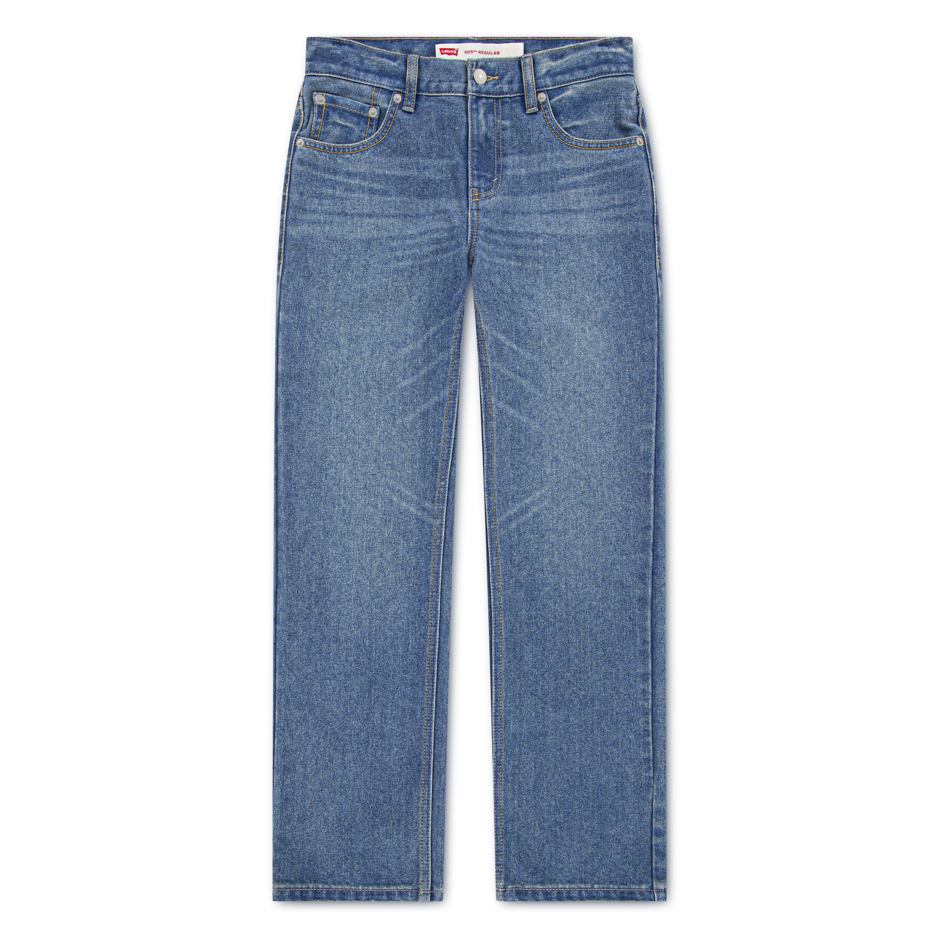 Levi's Big Boys' 505 Regular Fit Medium Blue Wash Denim Jeans - BLUE Thumbnail View 8