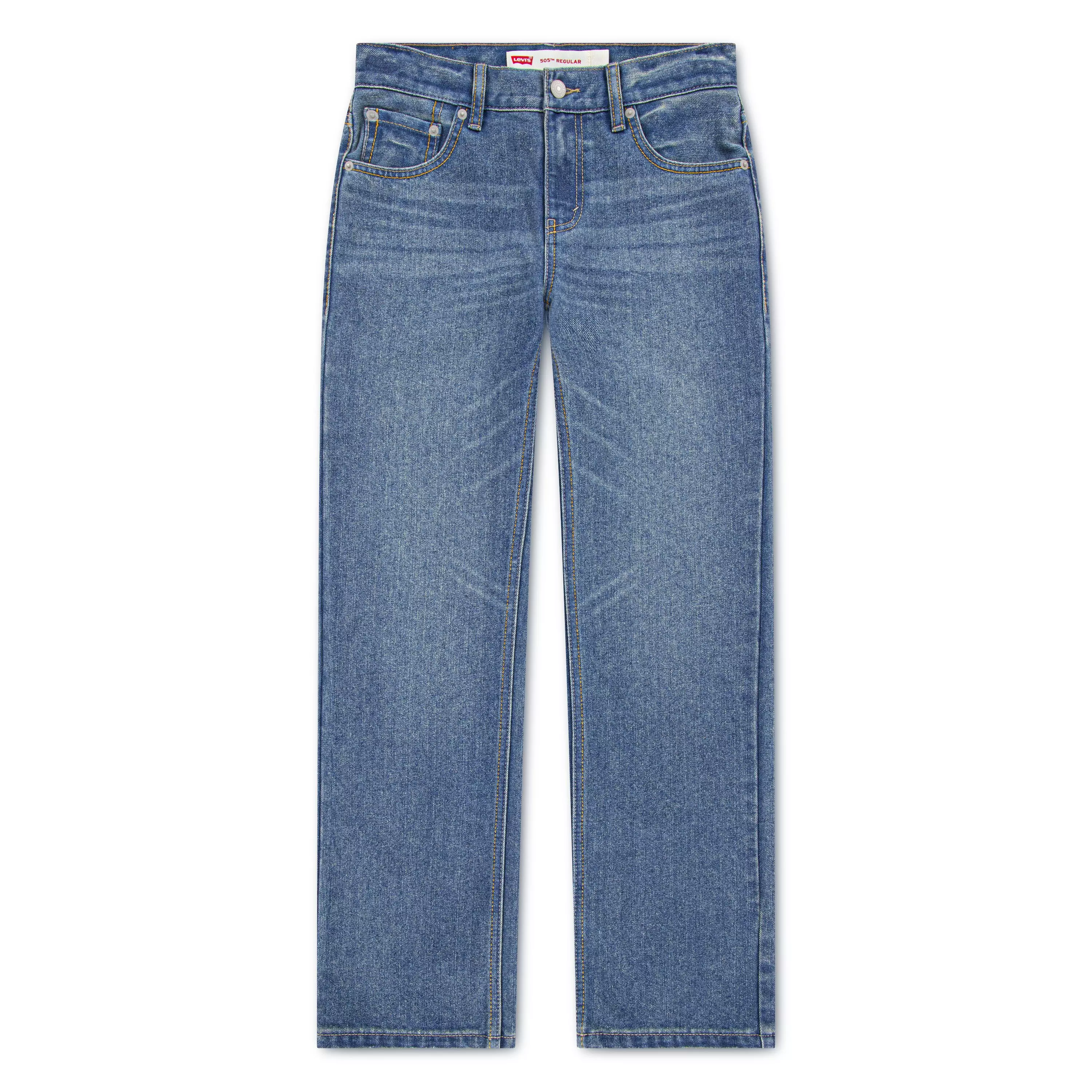 Levi's Big Boys' 505 Regular Fit Medium Blue Wash Denim Jeans - BLUE