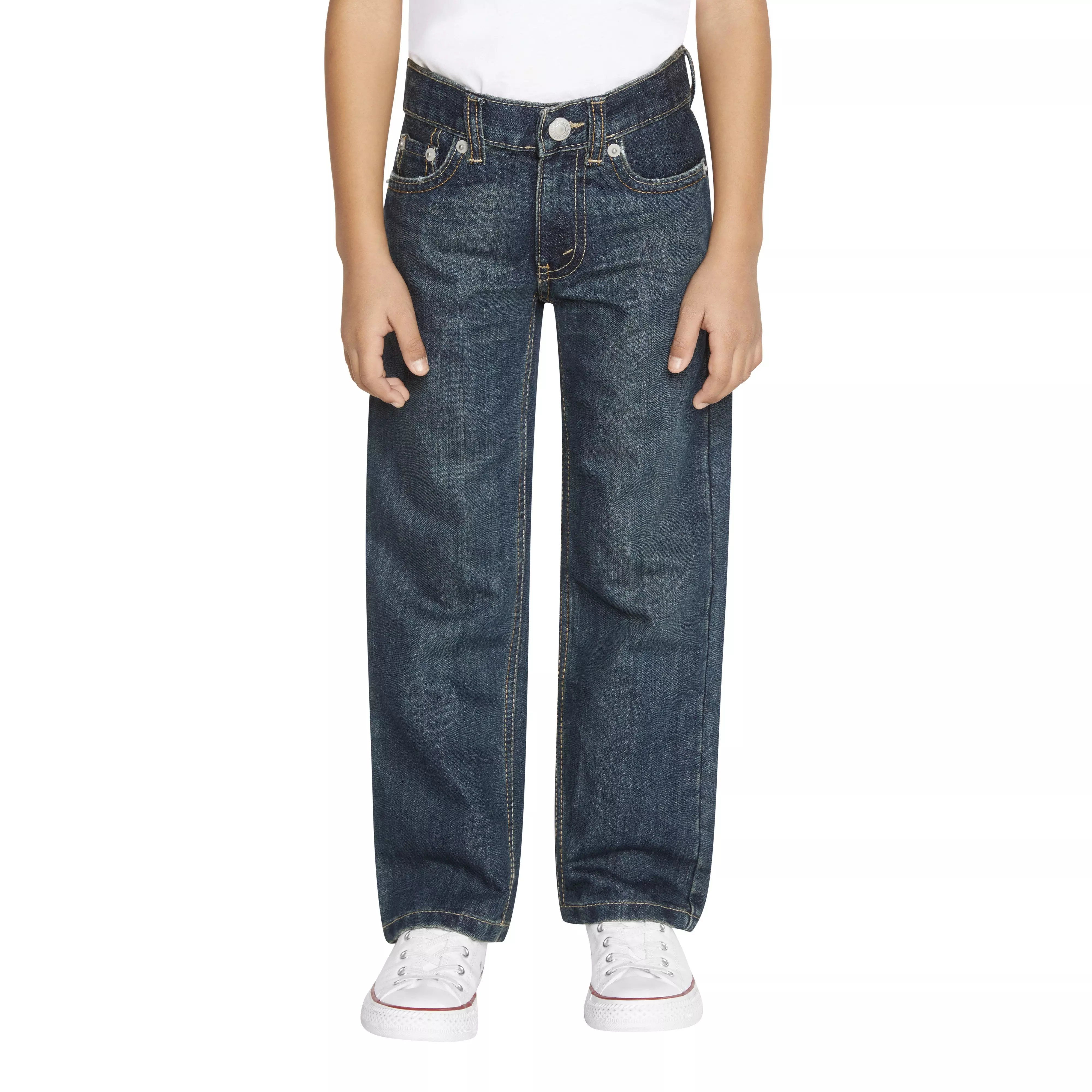 Levi's Little Boys' 505 Regular Fit Dark Blue Wash Denim Jeans - DARK BLUE
