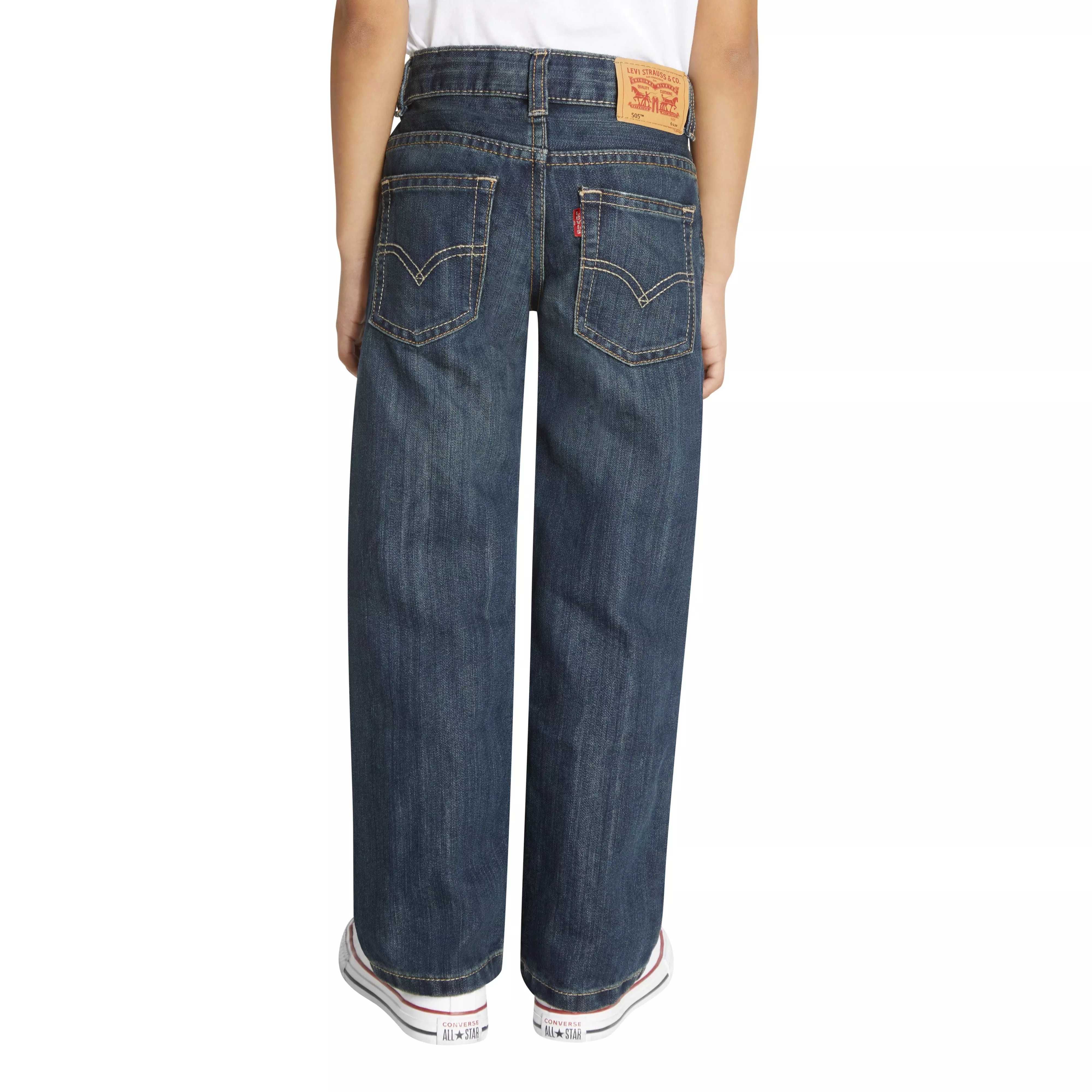 Levi's Little Boys' 505 Regular Fit Dark Blue Wash Denim Jeans - DARK BLUE