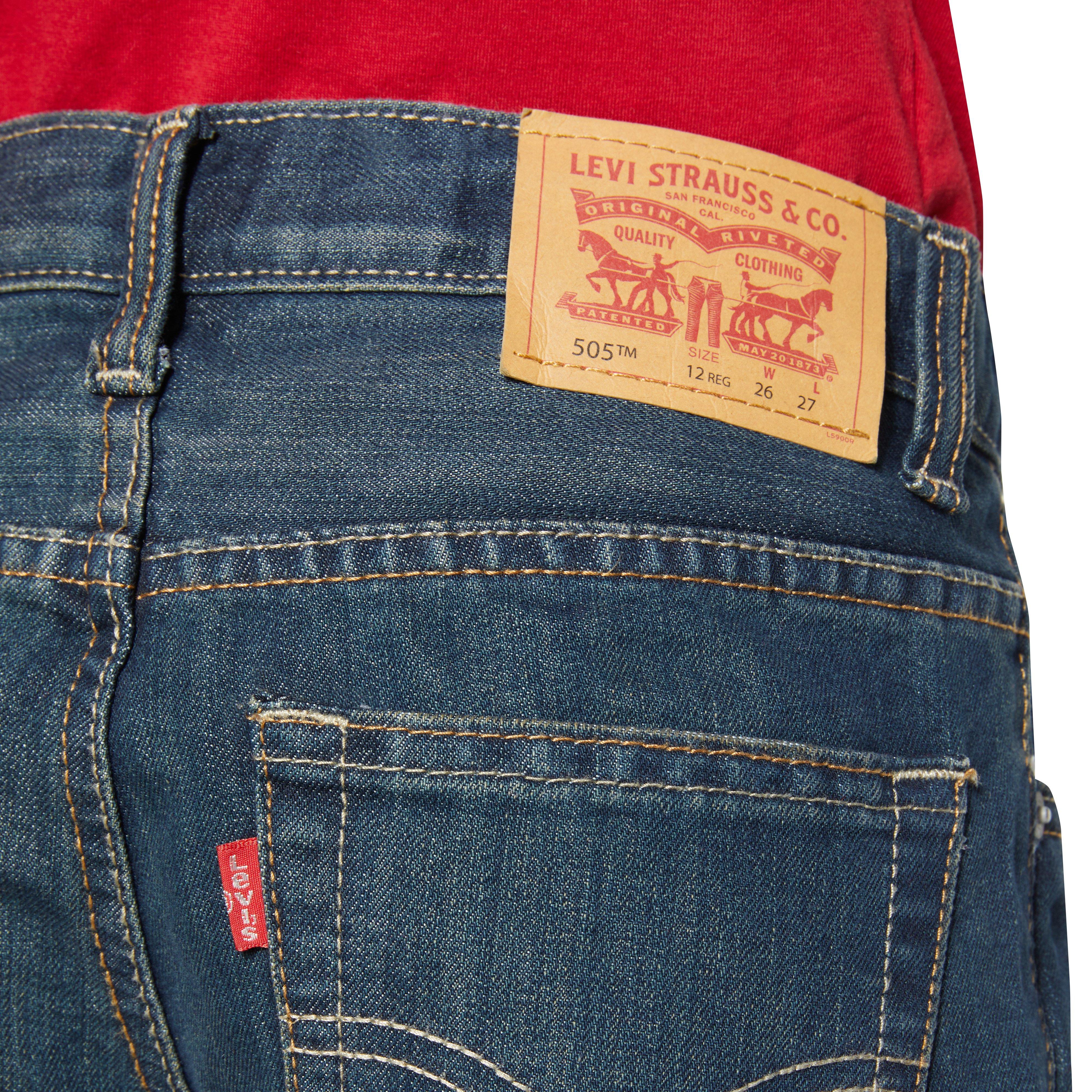 Levi's Big Boys' 505 Regular Fit Dark Blue Wash Denim Jeans - DARK BLUE Thumbnail View 5