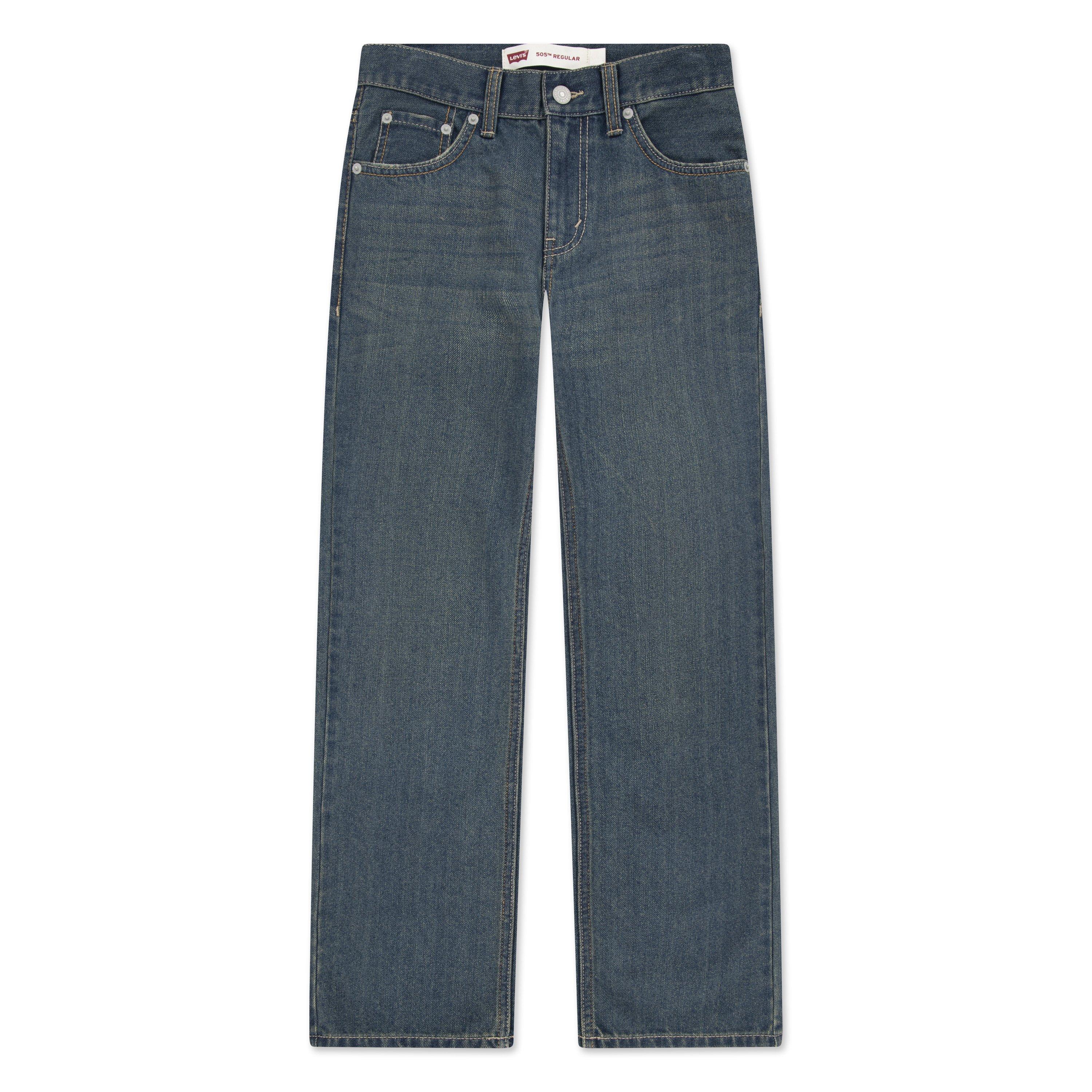 Levi's Big Boys' 505 Regular Fit Dark Blue Wash Denim Jeans - DARK BLUE Thumbnail View 7