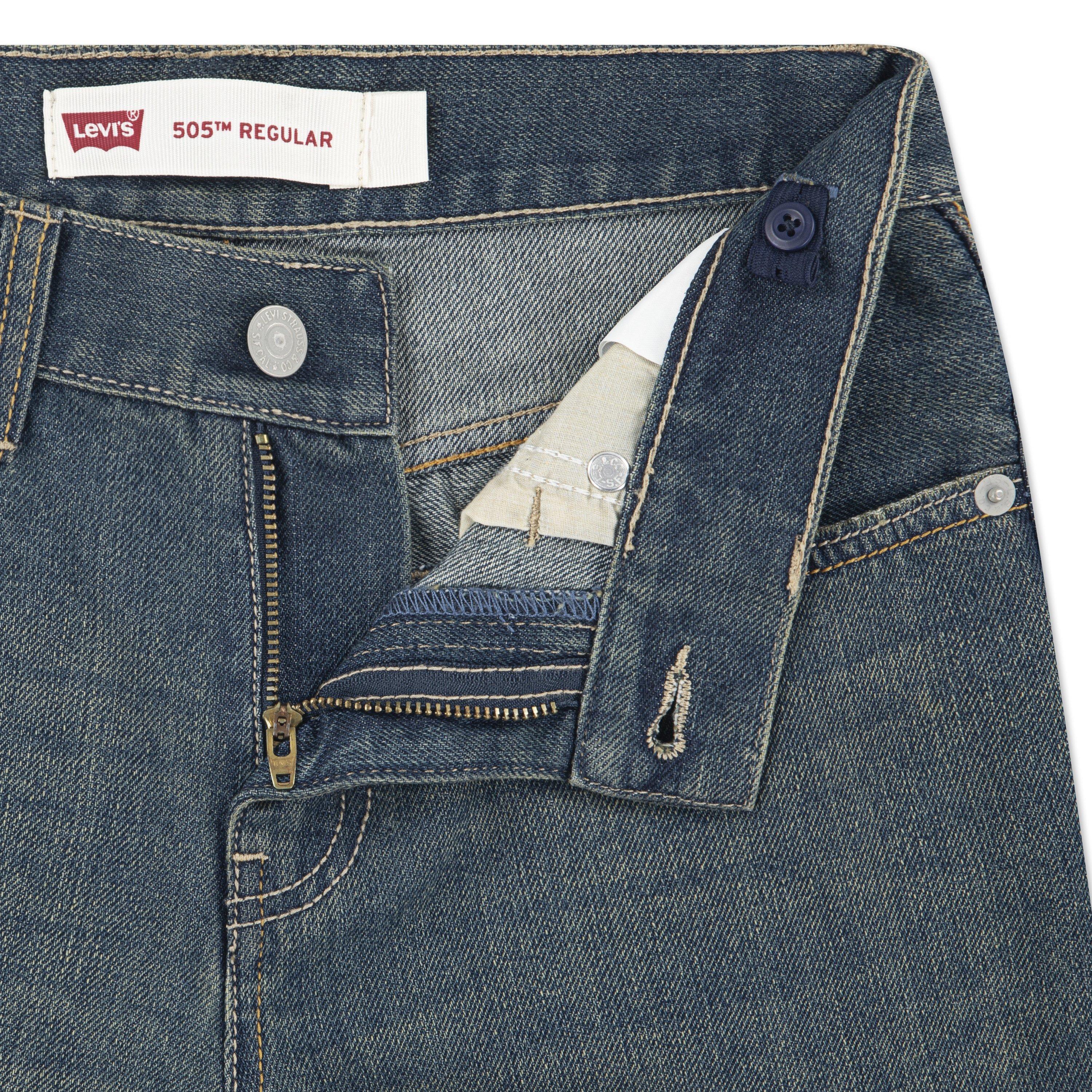 Levi's Big Boys' 505 Regular Fit Dark Blue Wash Denim Jeans - DARK BLUE Thumbnail View 9