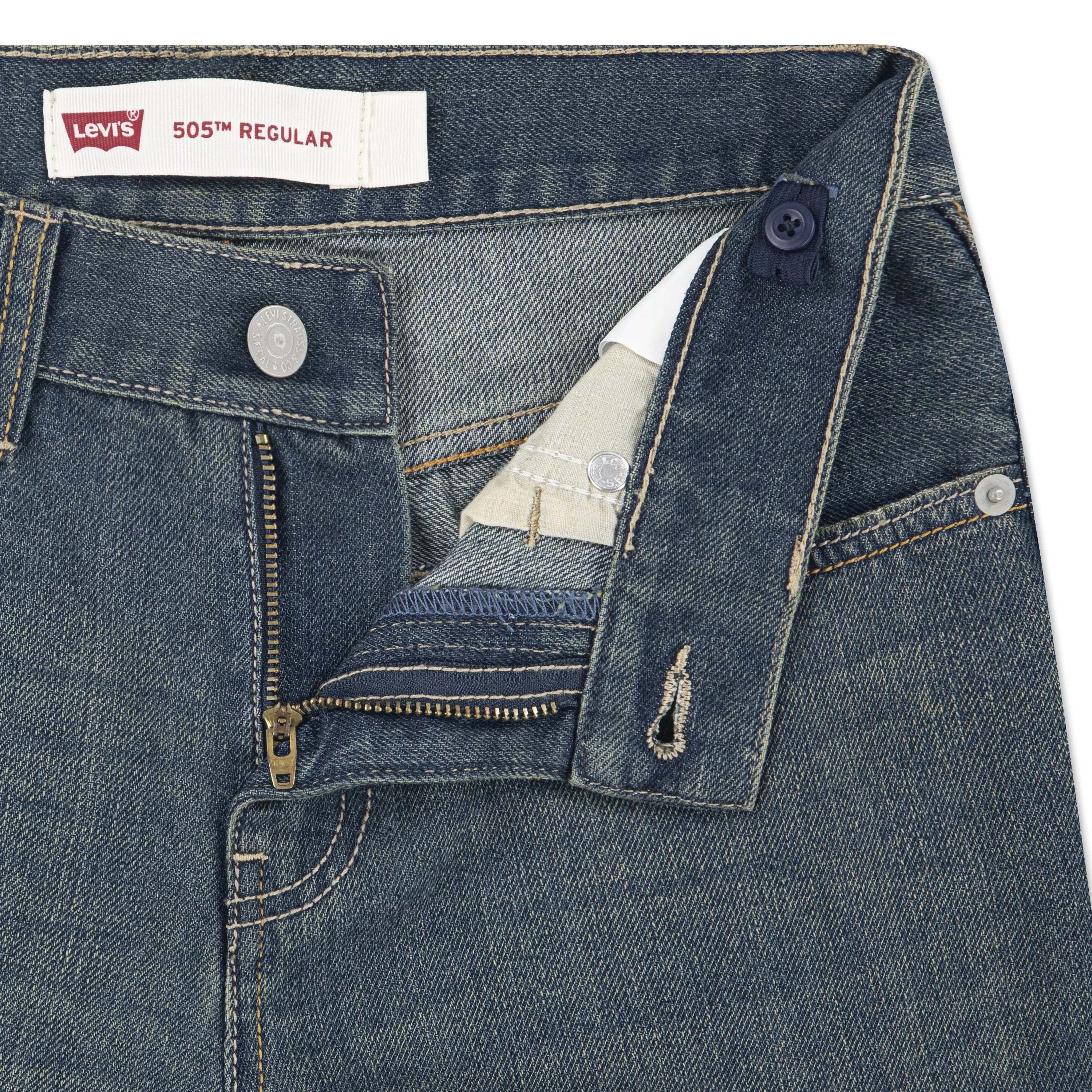 Levi's Big Boys' 505 Regular Fit Dark Blue Wash Denim Jeans - DARK BLUE