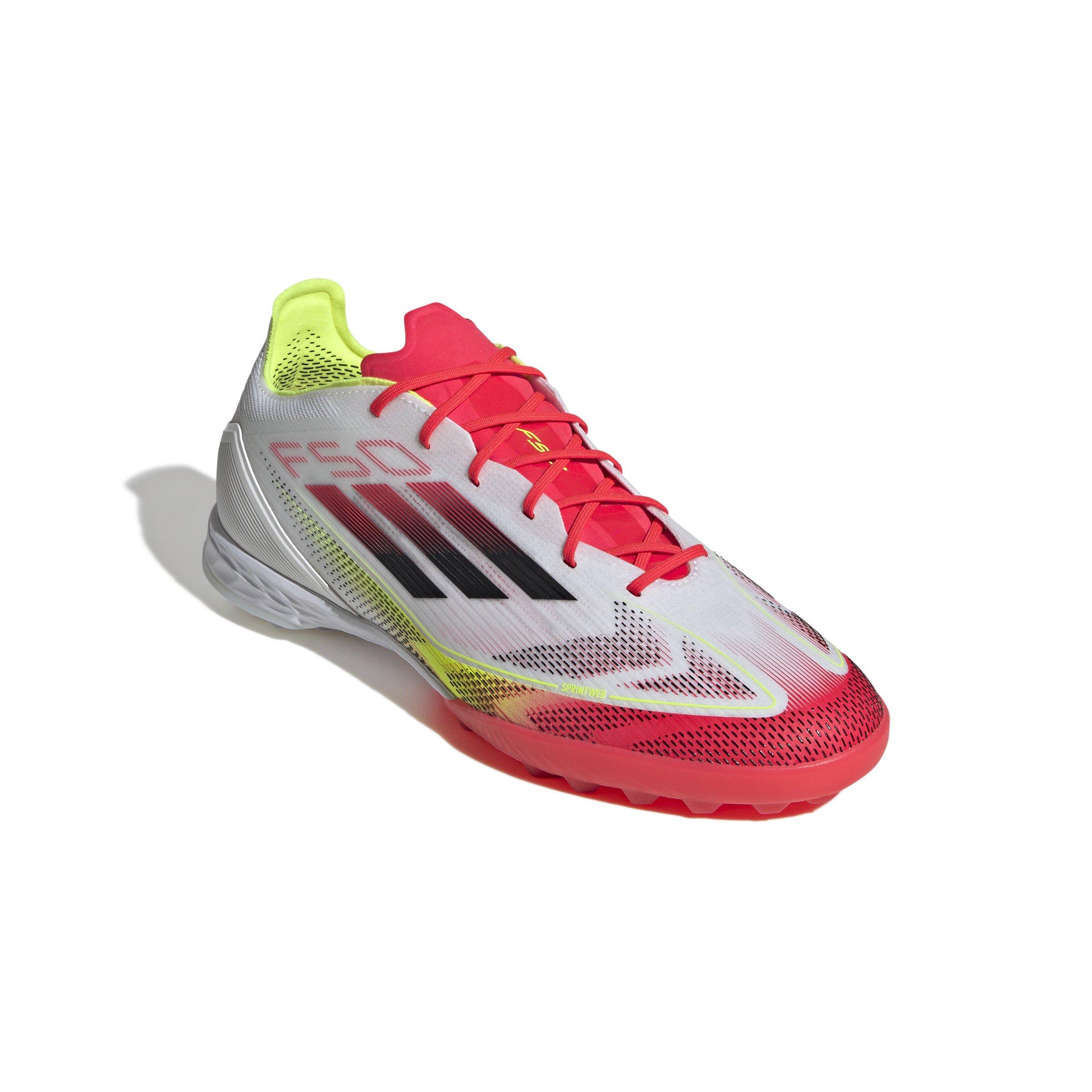 adidas F50 Pro Turf "Ftwr White/Core Black/Solar Yellow" Unisex Soccer Shoe - WHITE/BLACK/YELLOW Thumbnail View 3