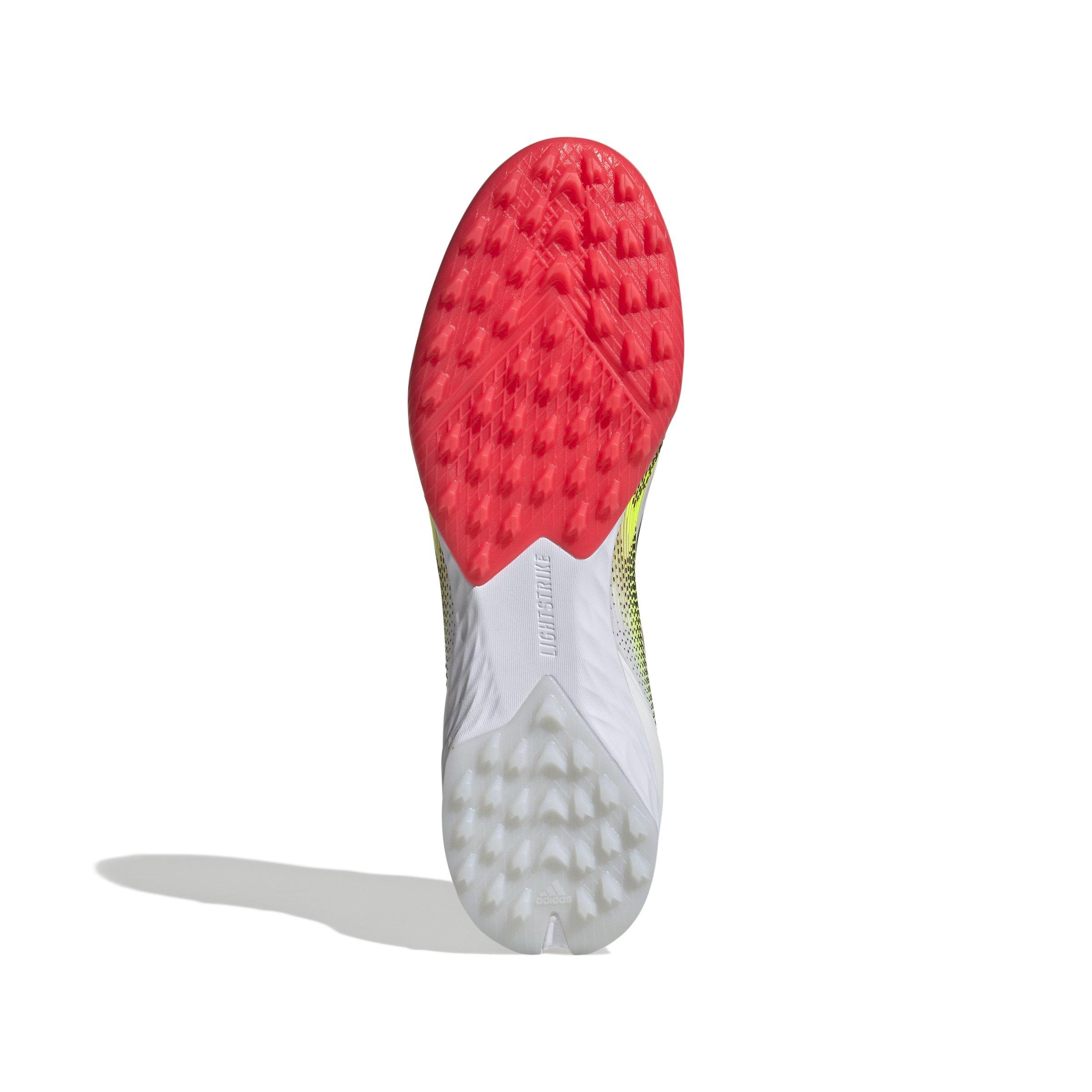 adidas F50 Pro Turf "Ftwr White/Core Black/Solar Yellow" Unisex Soccer Shoe - WHITE/BLACK/YELLOW Thumbnail View 6