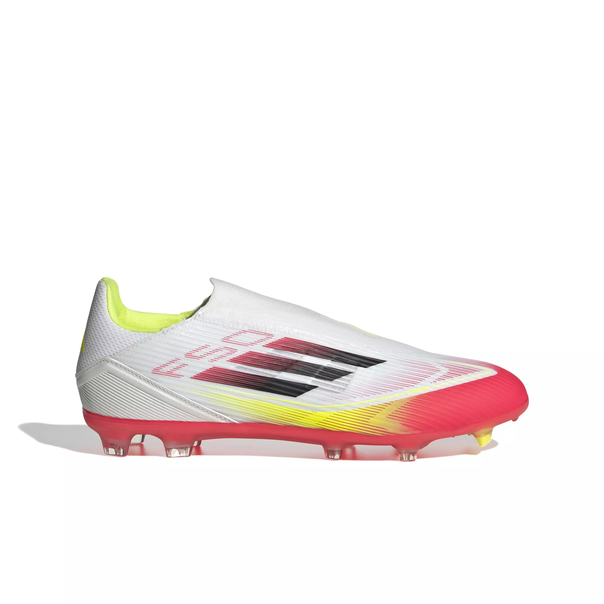 adidas F50 League Laceless MG "Ftwr White/Core Black/Solar Yellow" Unisex Soccer Cleat - WHITE/BLACK/YELLOW