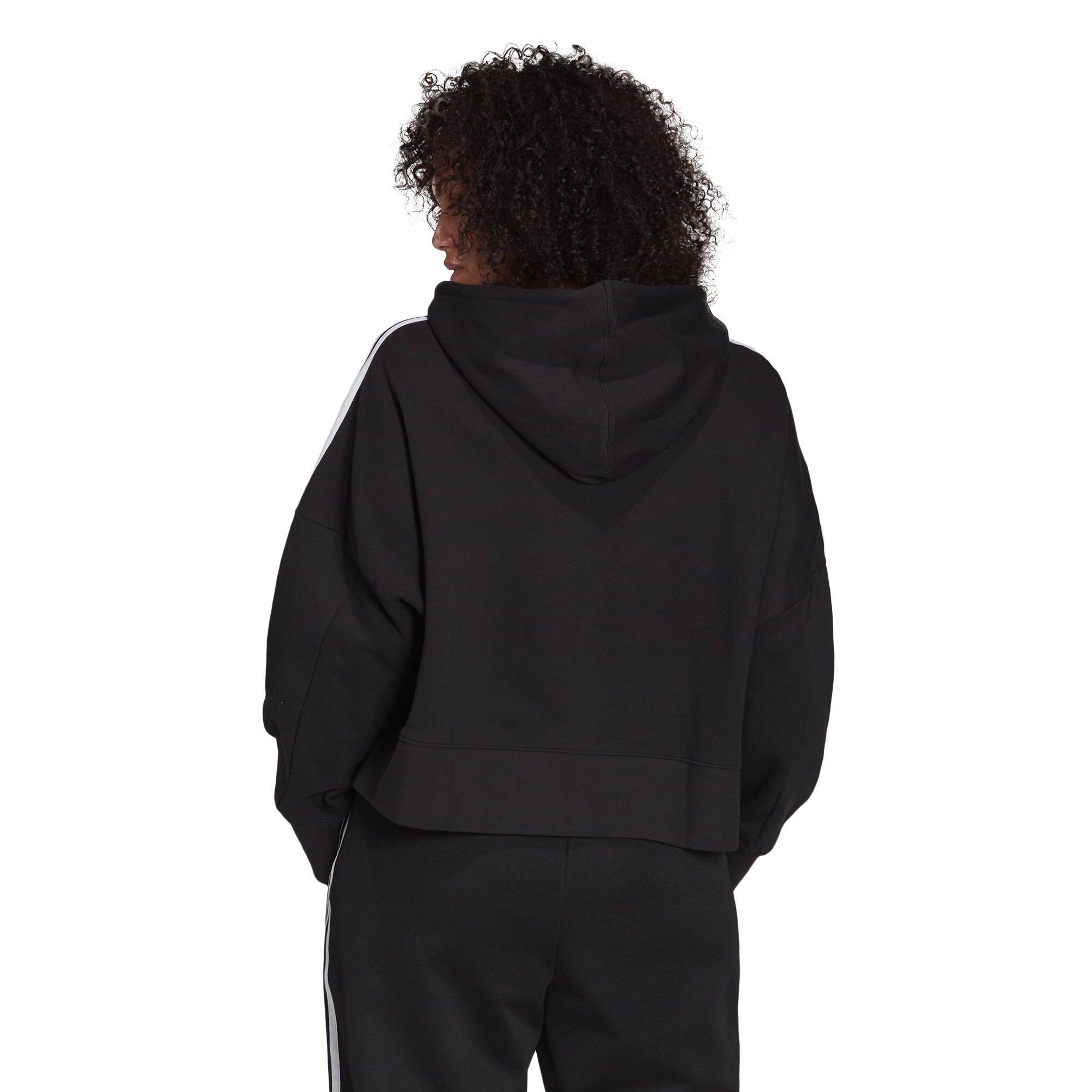 adidas Originals Women's "Black" Adicolor Classics Cropped Hoodie (Plus Size) - BLACK Thumbnail View 2