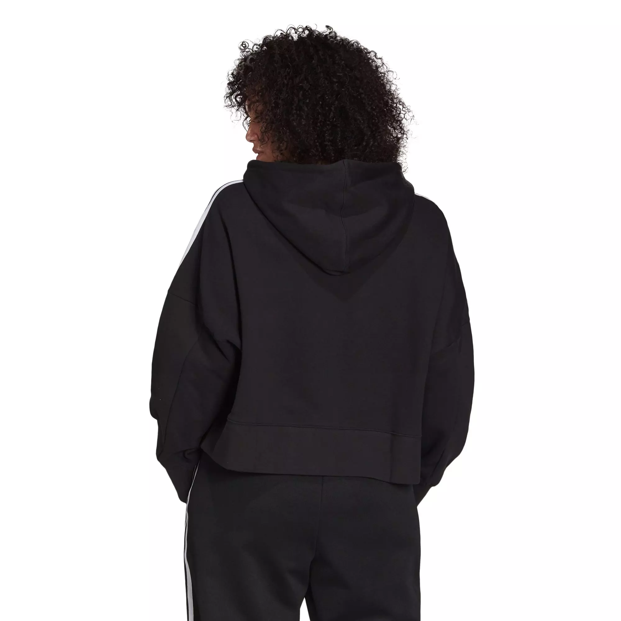 adidas Originals Women's "Black" Adicolor Classics Cropped Hoodie (Plus Size) - BLACK