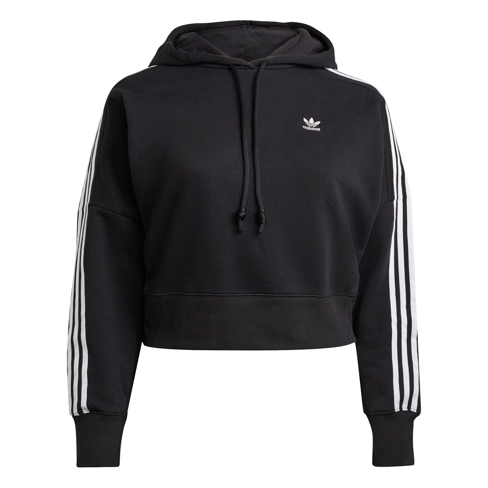 adidas Originals Women's "Black" Adicolor Classics Cropped Hoodie (Plus Size) - BLACK Thumbnail View 5