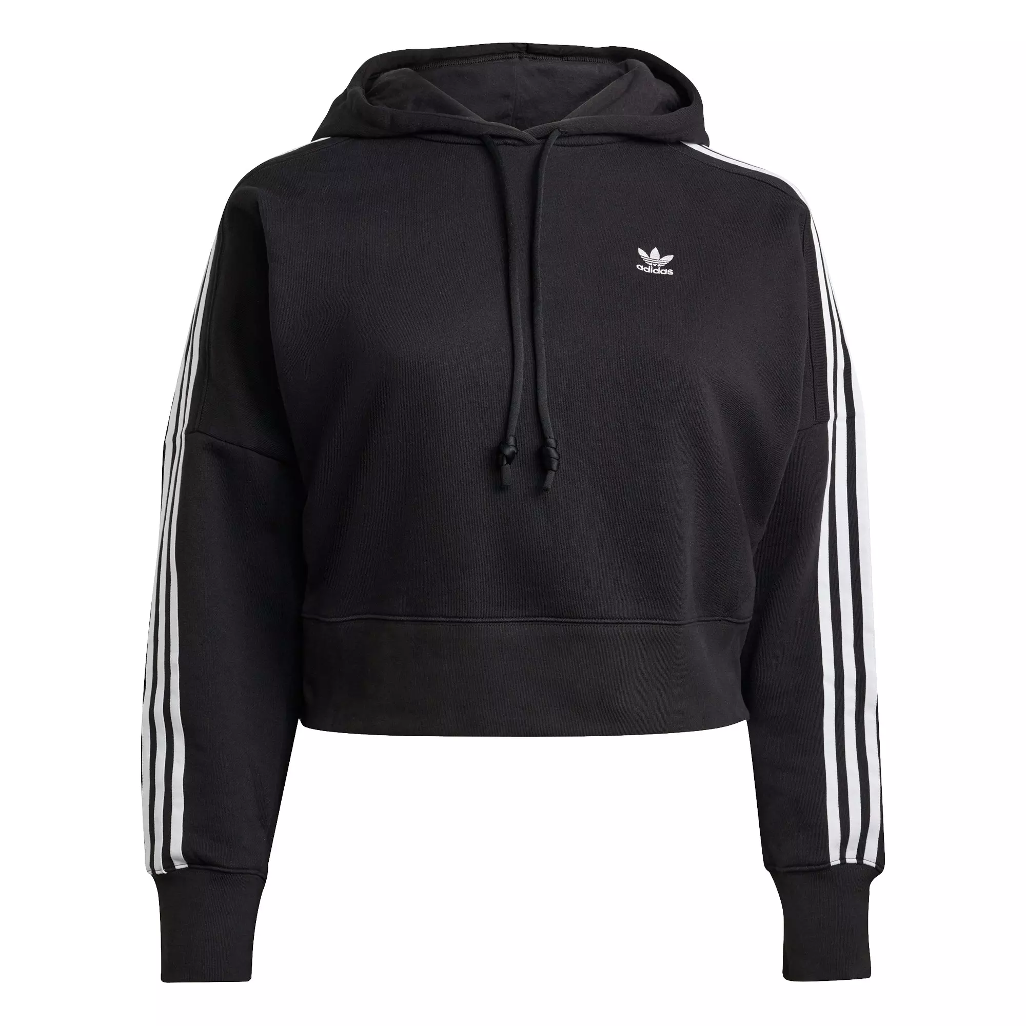 adidas Originals Women's "Black" Adicolor Classics Cropped Hoodie (Plus Size) - BLACK