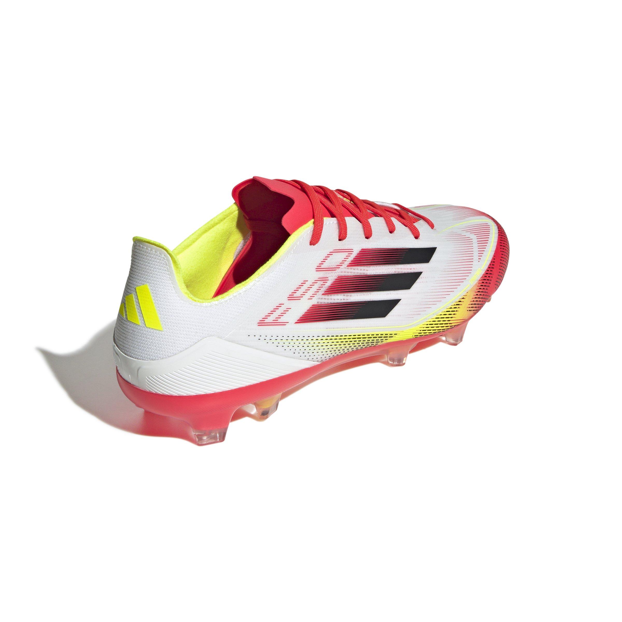adidas F50 Pro FG "Ftwr White/Core Black/Solar Yellow" Unisex Soccer Cleat - WHITE/BLACK/YELLOW Thumbnail View 4