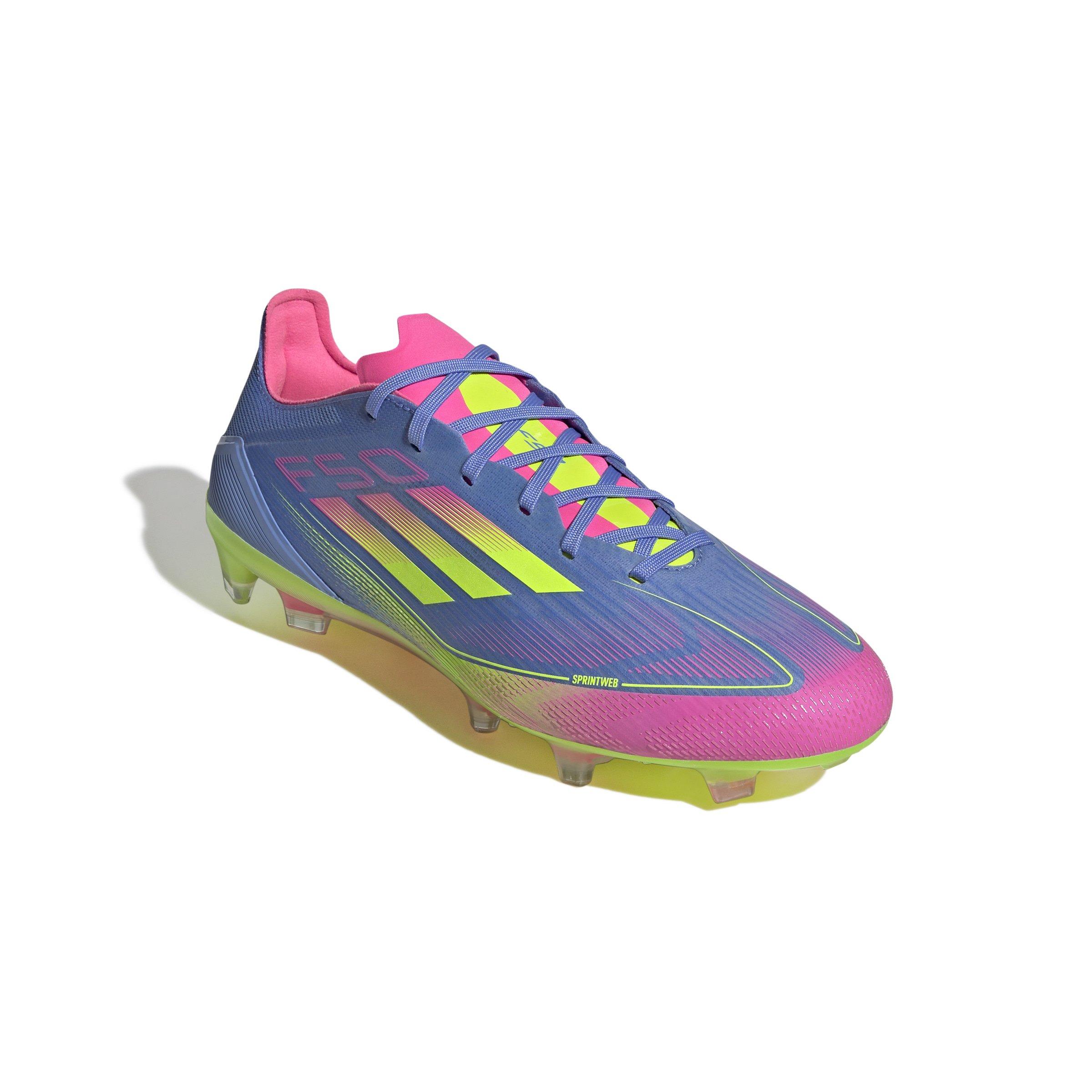 adidas F50 Pro FG "Blue Fusion/Lucid Lemon/Lucid Pink" Unisex Soccer Cleat - BLUE/LEMON/PINK Thumbnail View 3