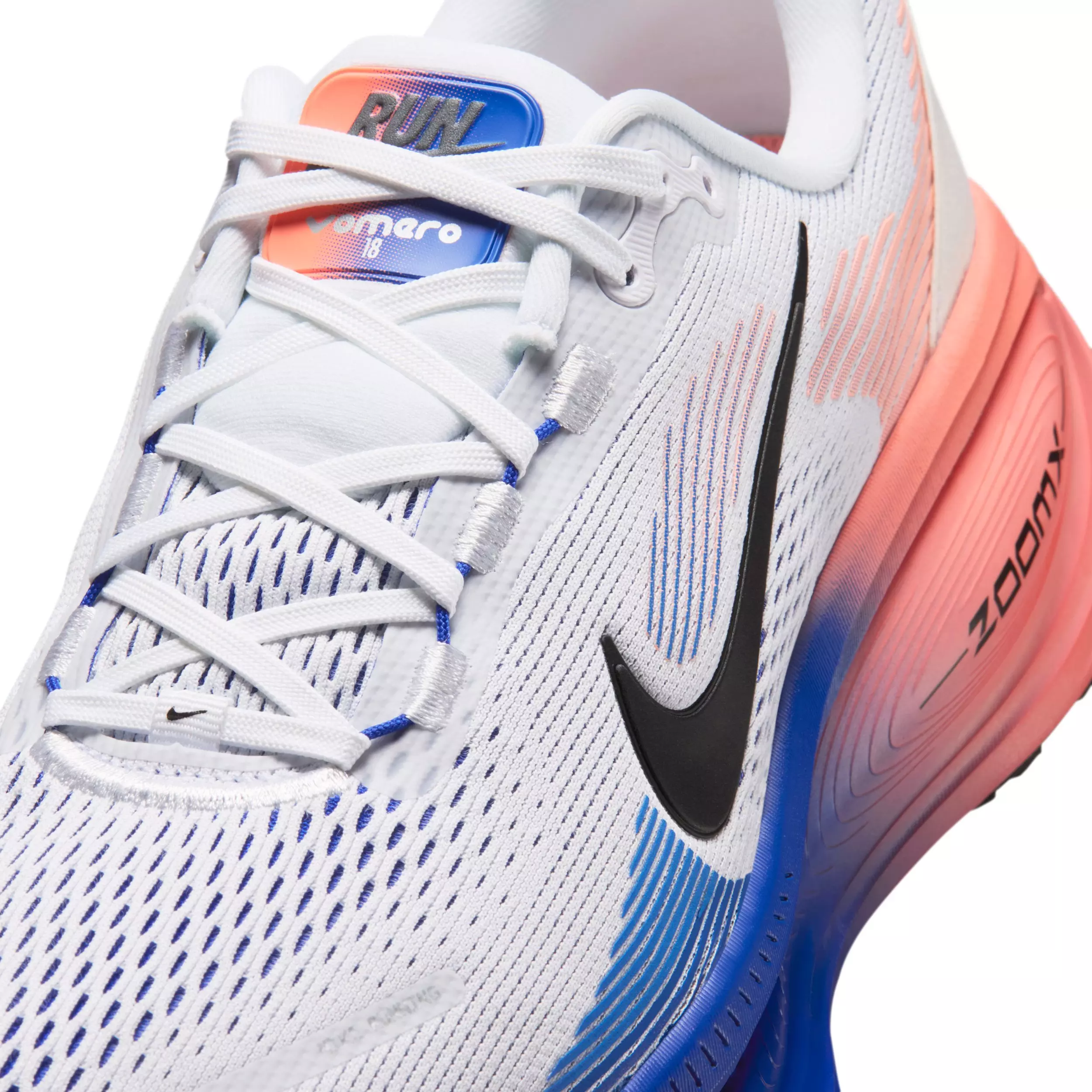 Nike Vomero 18 "White/Racer Blue/Atomic Pink/Black" Men's Running Shoe - WHITE/BLUE/PINK/BLACK