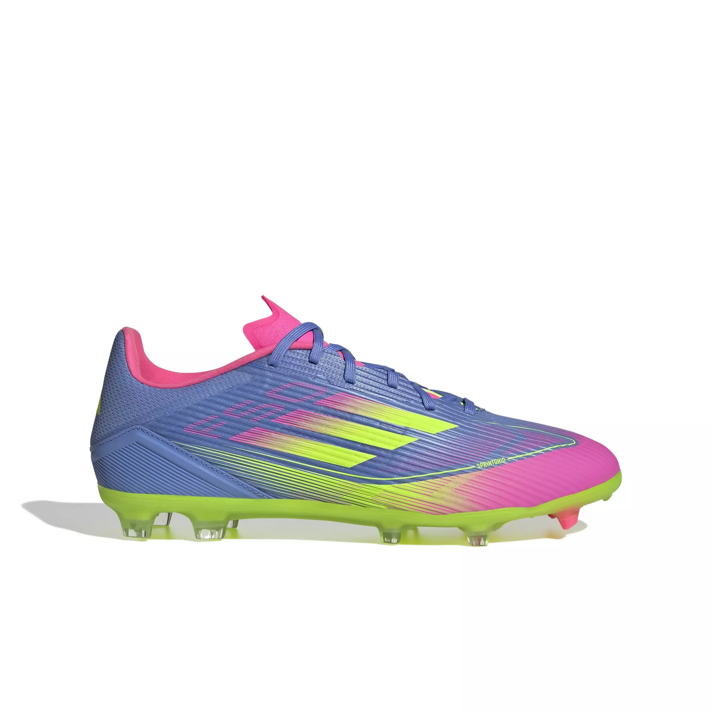 adidas F50 League MG "Blue Fusion/Lucid Lemon/Lucid Pink" Unisex Soccer Cleat - BLUE/LEMON/PINK
