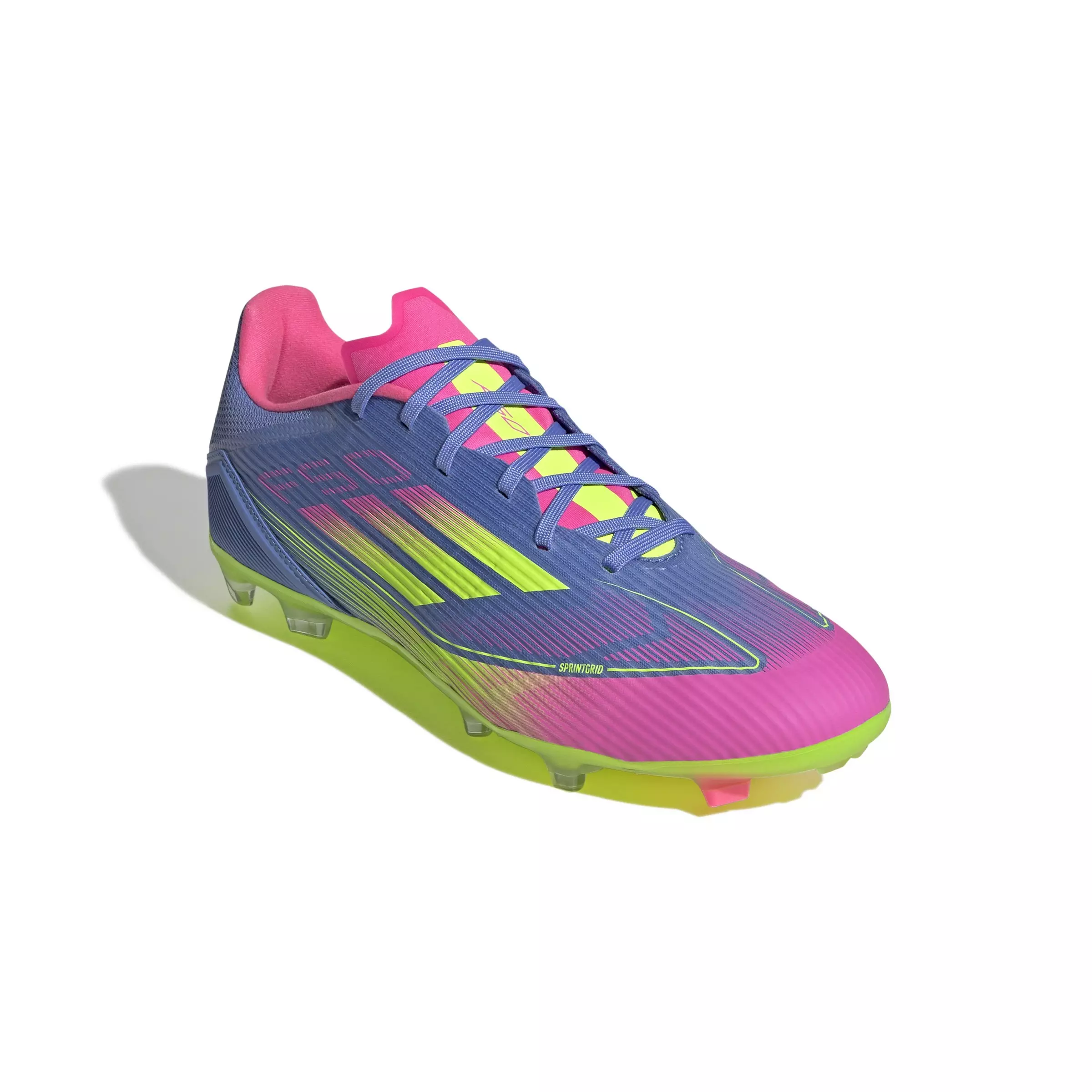 adidas F50 League MG "Blue Fusion/Lucid Lemon/Lucid Pink" Unisex Soccer Cleat - BLUE/LEMON/PINK