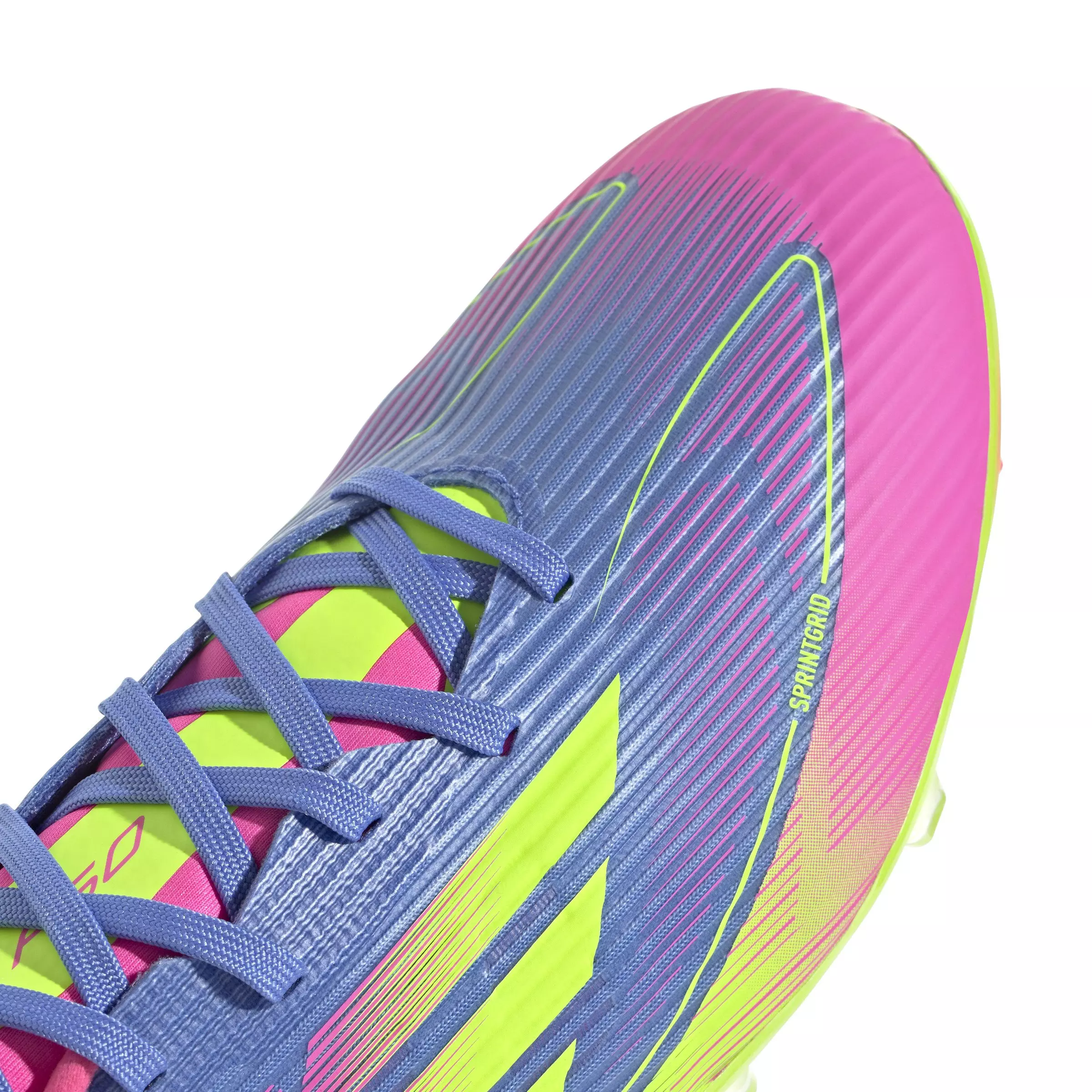 adidas F50 League MG "Blue Fusion/Lucid Lemon/Lucid Pink" Unisex Soccer Cleat - BLUE/LEMON/PINK