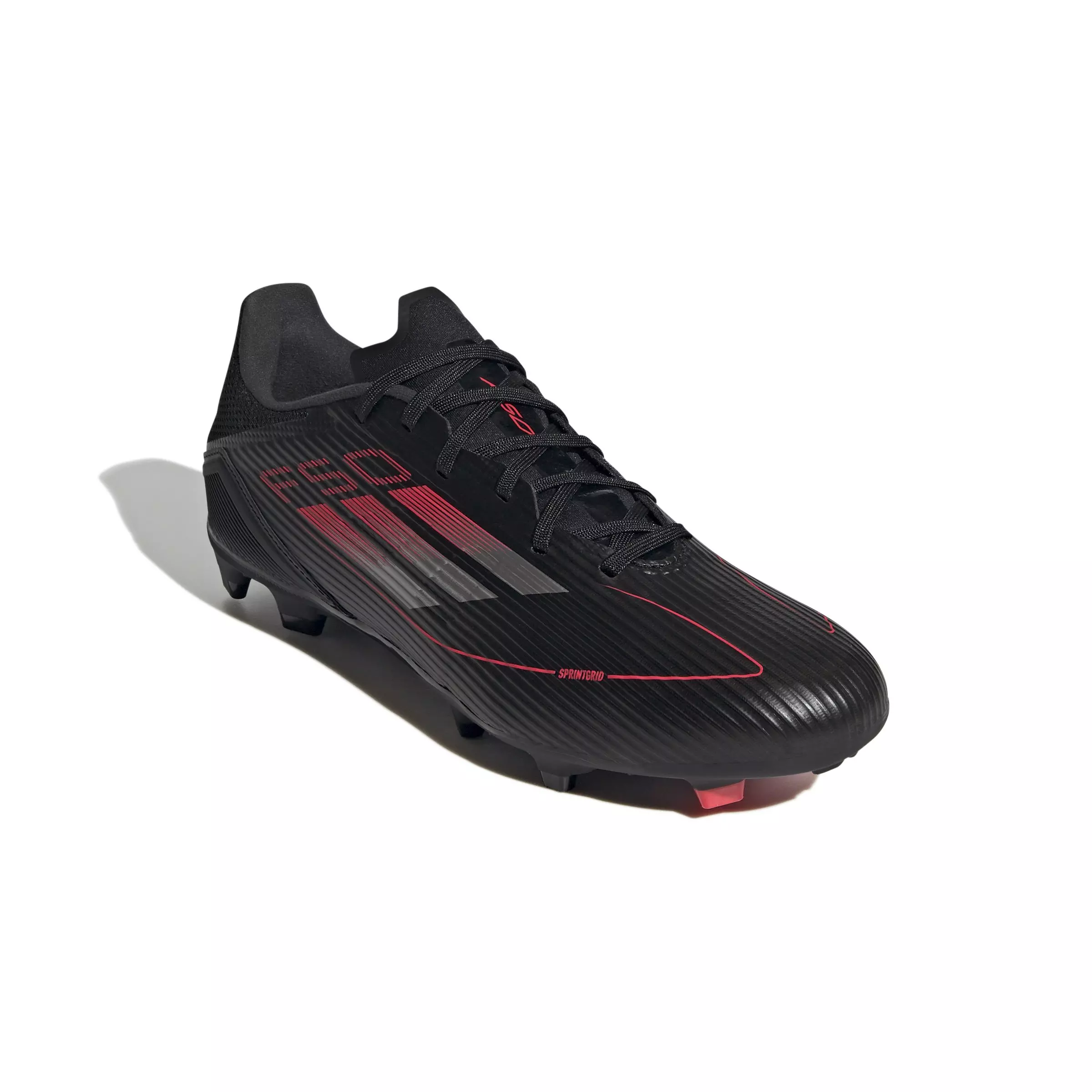 adidas F50 League MG "Core Black/Iron Metallic/Lucid Red" Unisex Soccer Cleat - BLACK/IRON/RED
