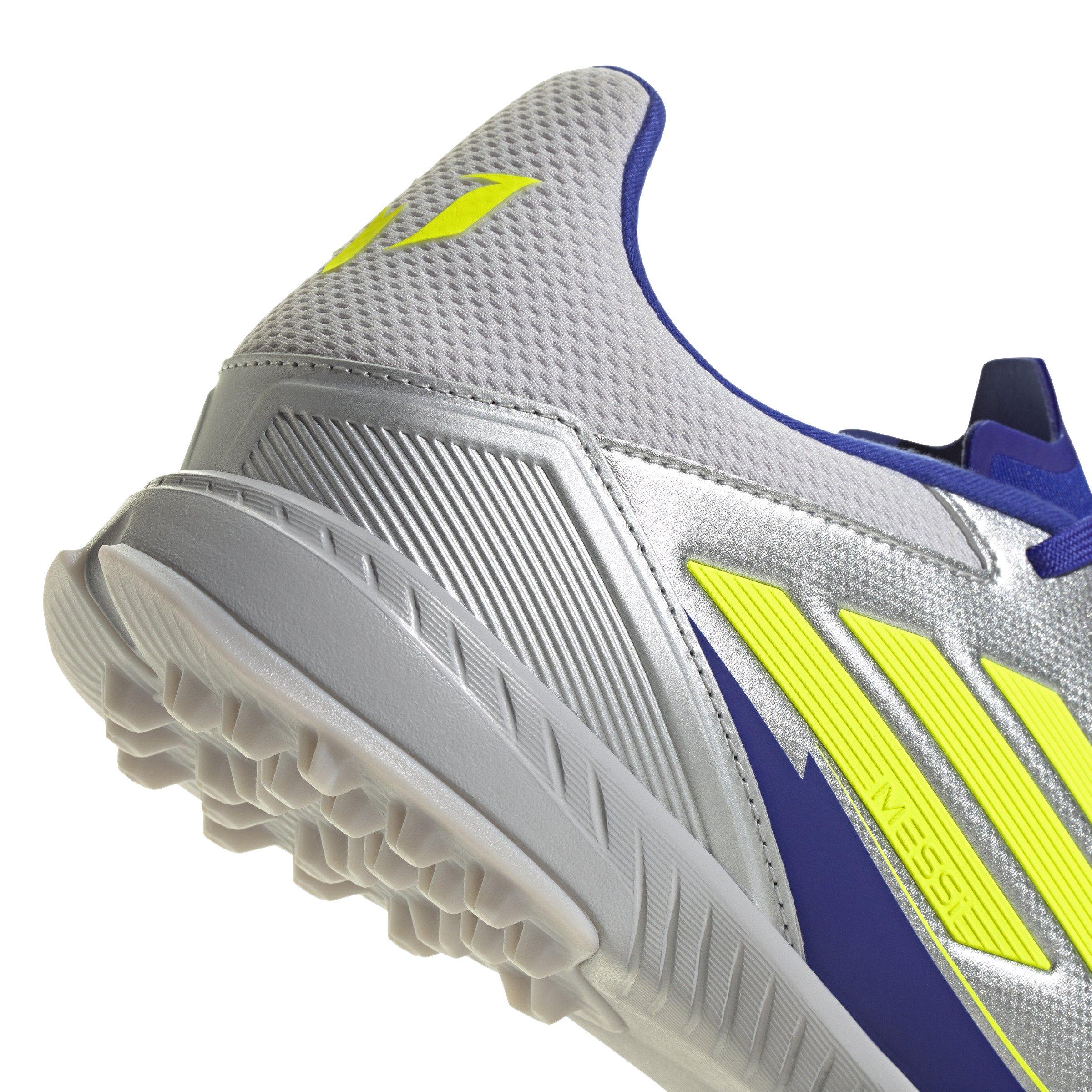 adidas F50 League Messi Turf "Silver Metallic/Solar Yellow/Lucid Blue" Unisex Soccer Shoe - SILVER/YELLOW/BLUE Thumbnail View 6
